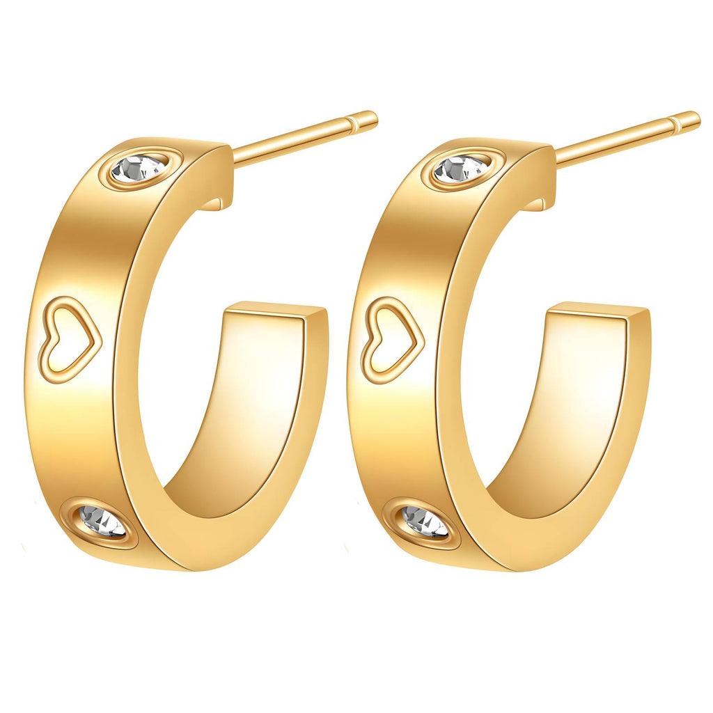 True Heart Earrings, 18K Gold Plated Steel