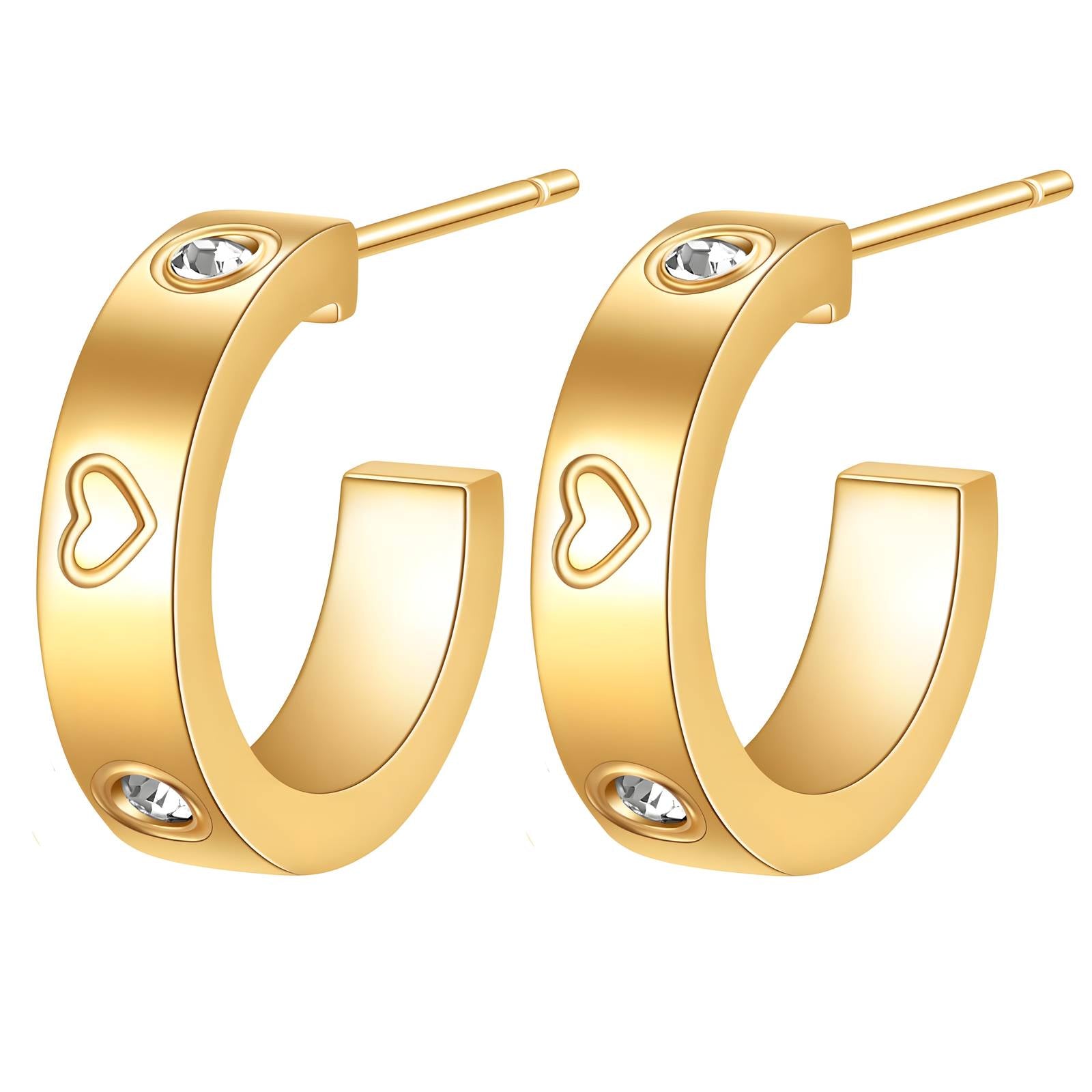 True Heart Earrings, 18K Gold Plated Steel