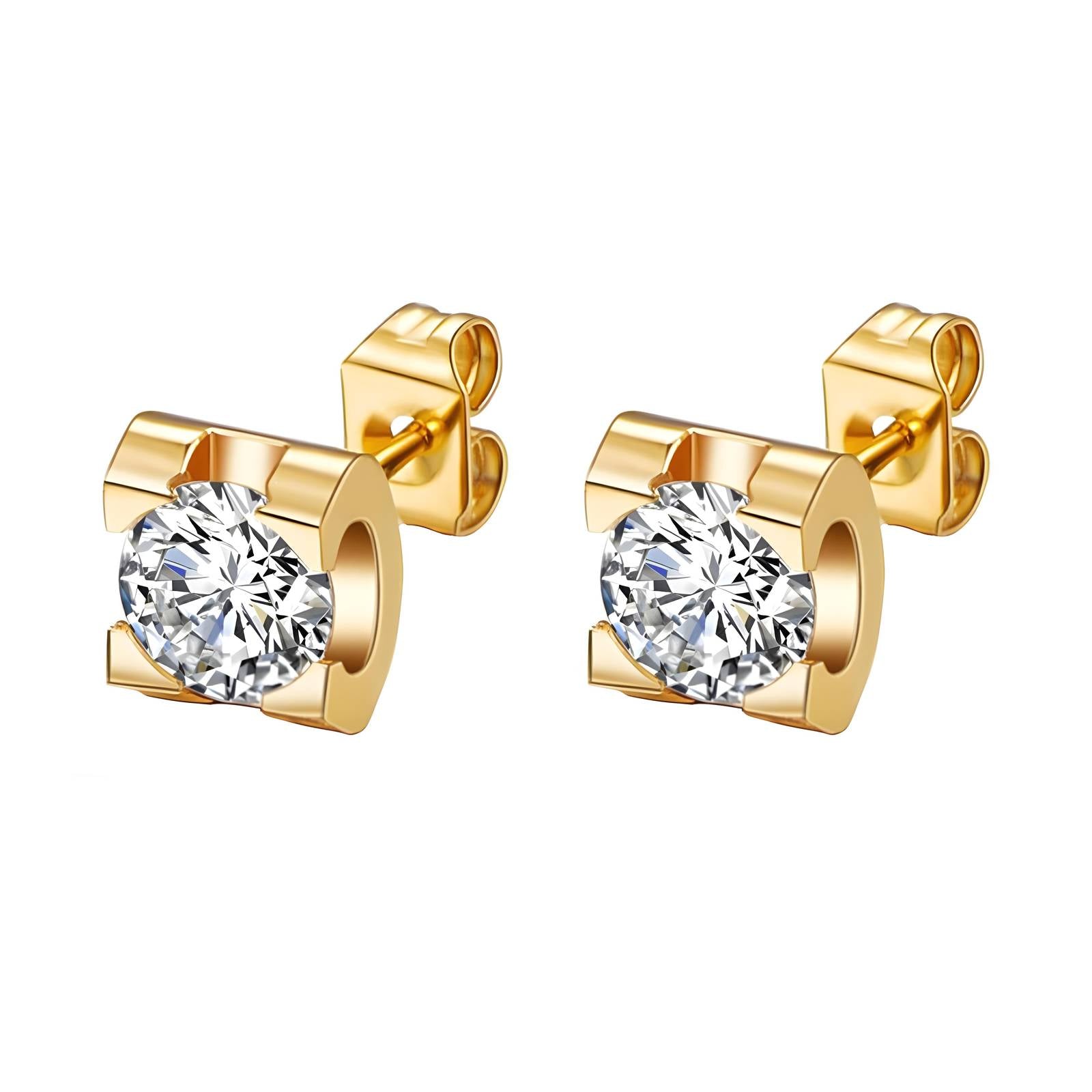 Captured Sparkle Earrings, 18K Gold Plated Steel