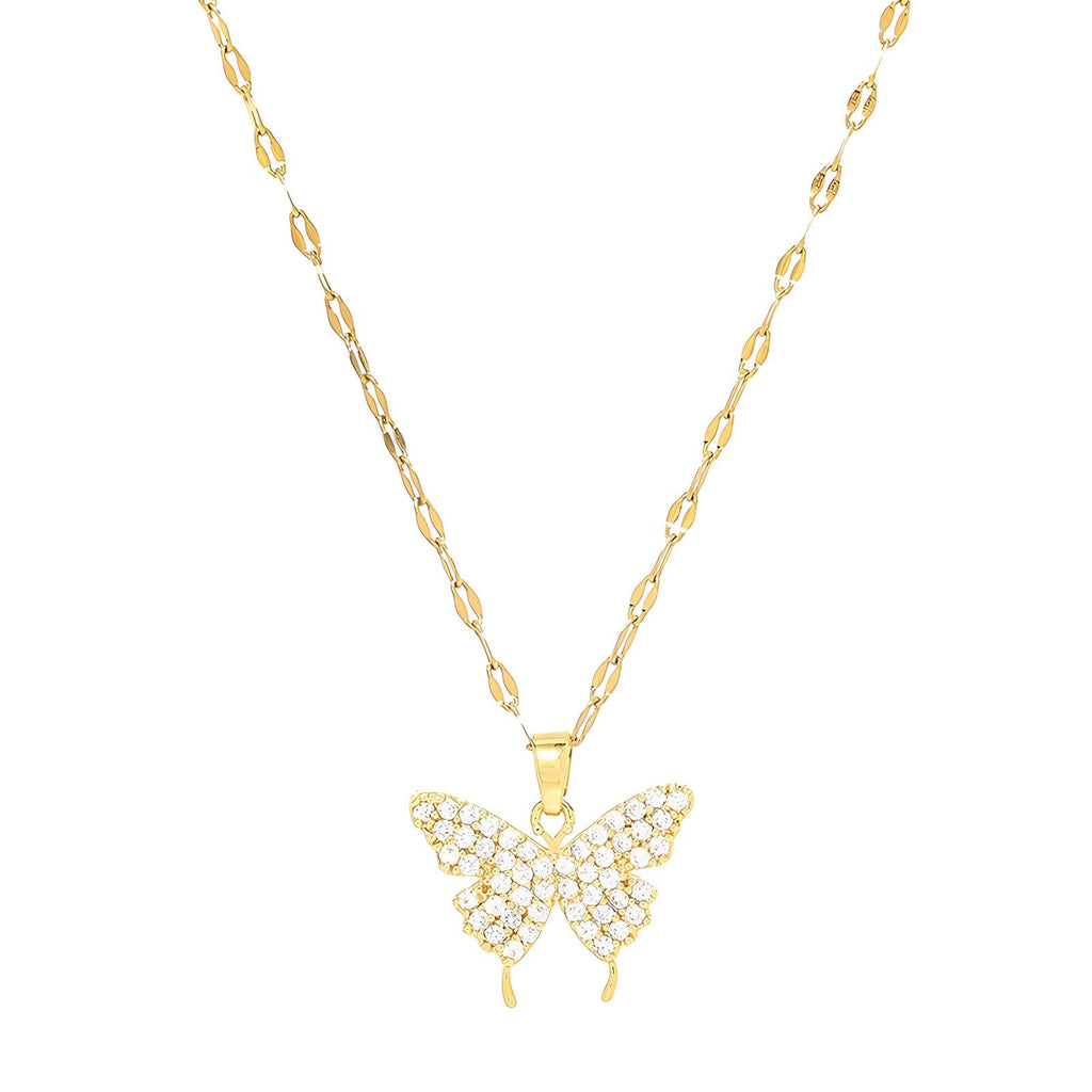 Glimmer Wings Necklace, 18K Gold Plated Steel
