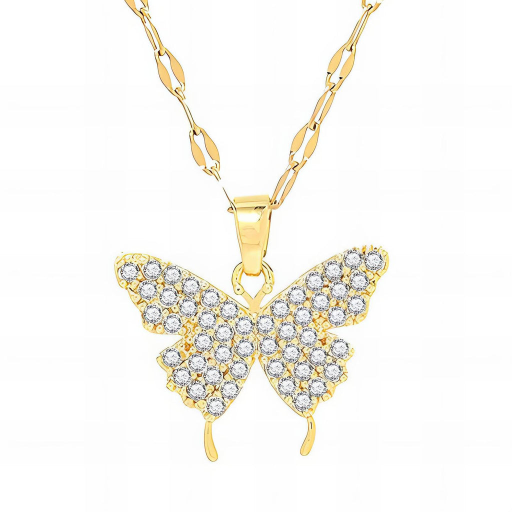 Glimmer Wings Necklace, 18K Gold Plated Steel