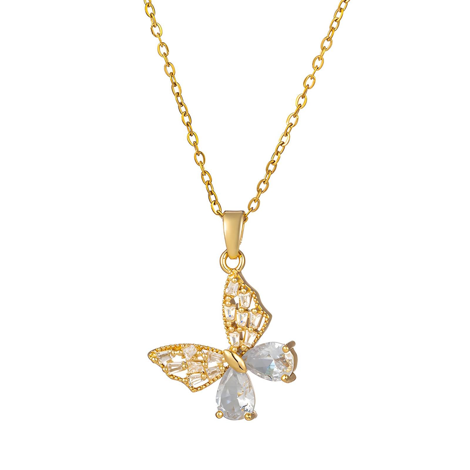 Glimmerfly Necklace, 18K Gold Plated Steel