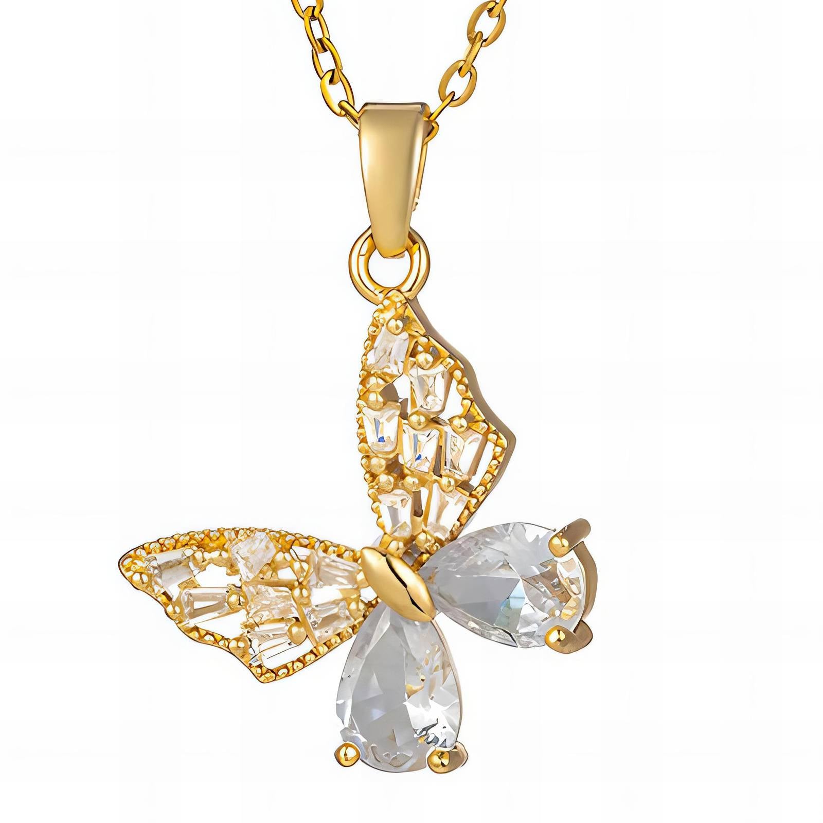 Glimmerfly Necklace, 18K Gold Plated Steel