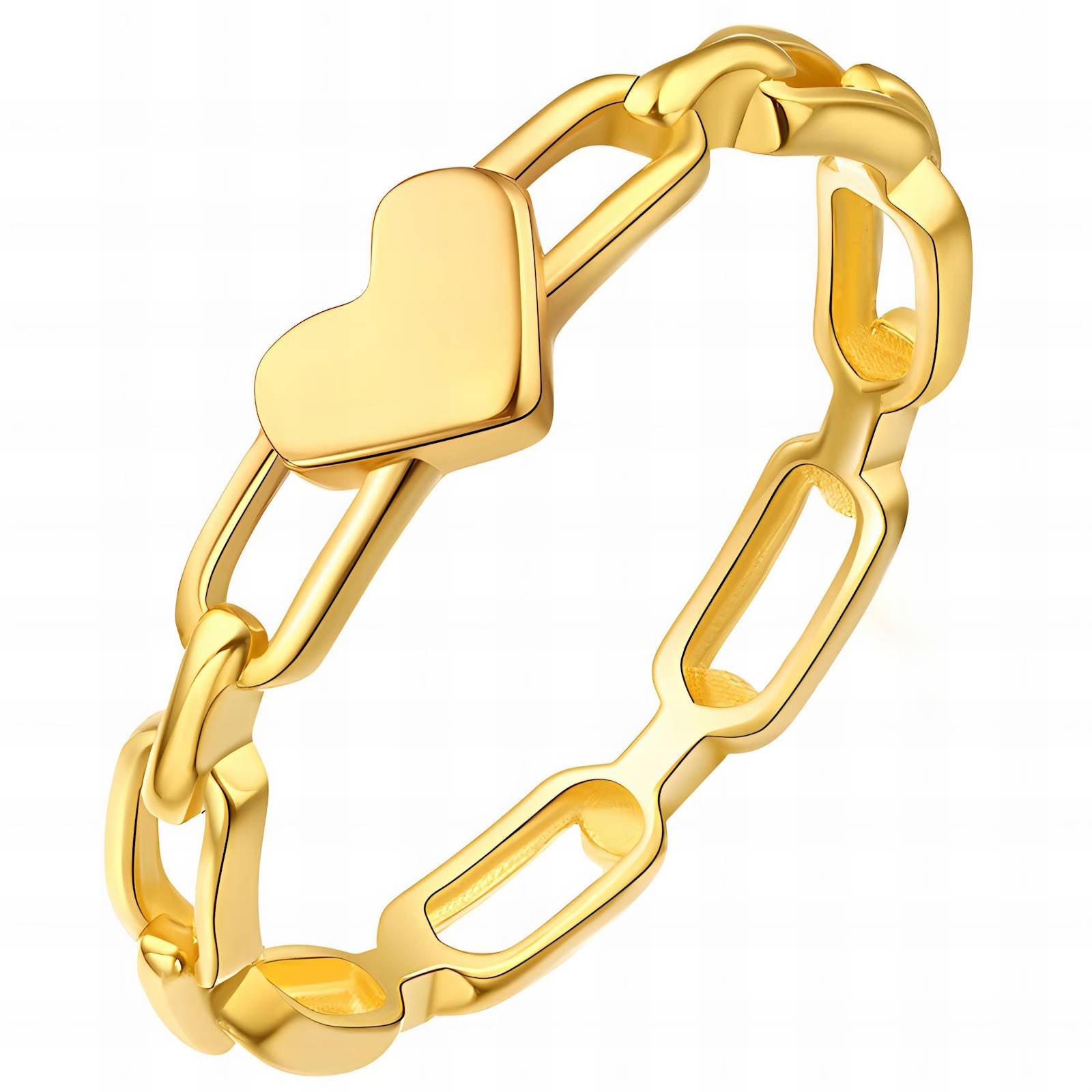 Linked Love Heart Ring, 18K Gold Plated Steel