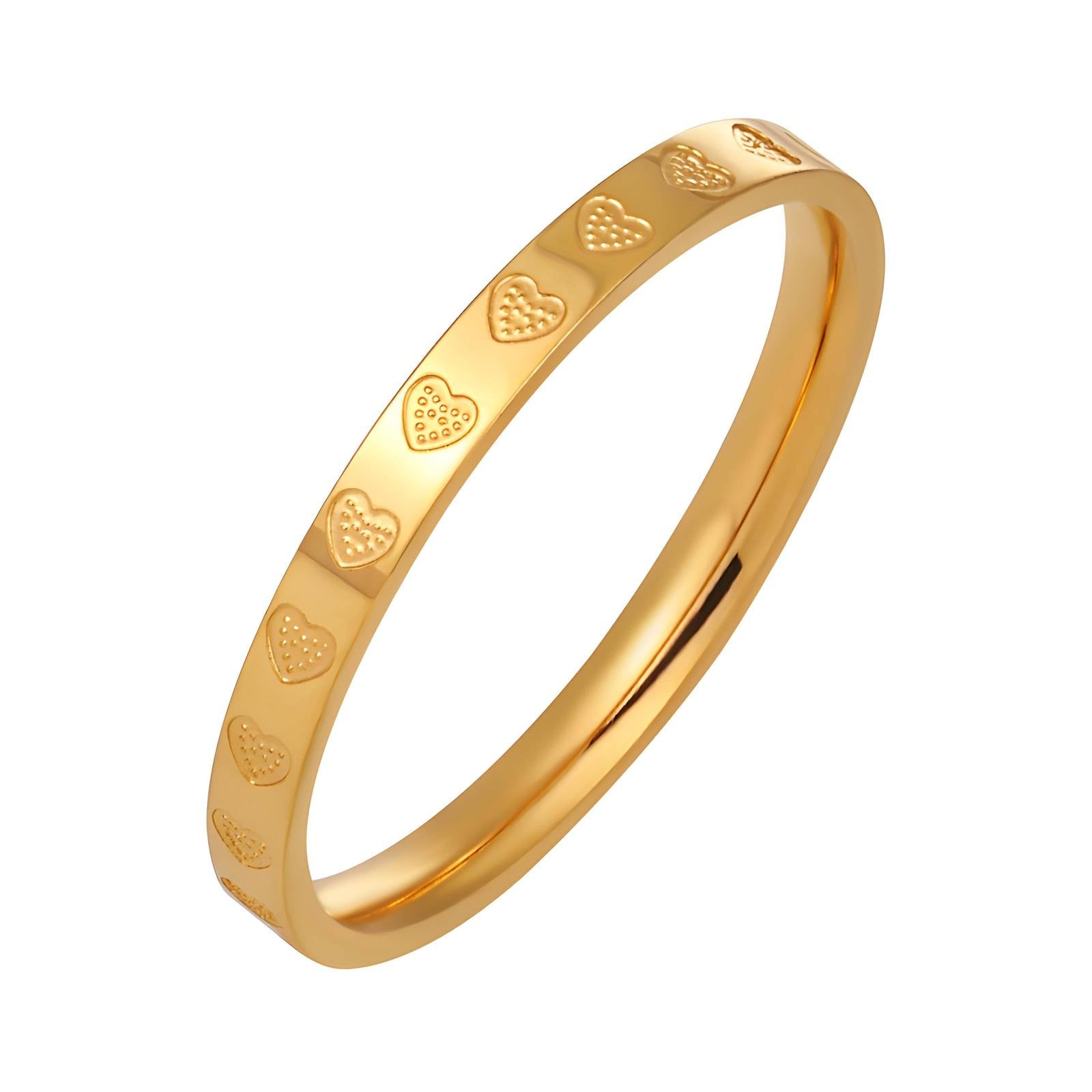 Dotted Hearts Ring, 18K Gold Plated Steel