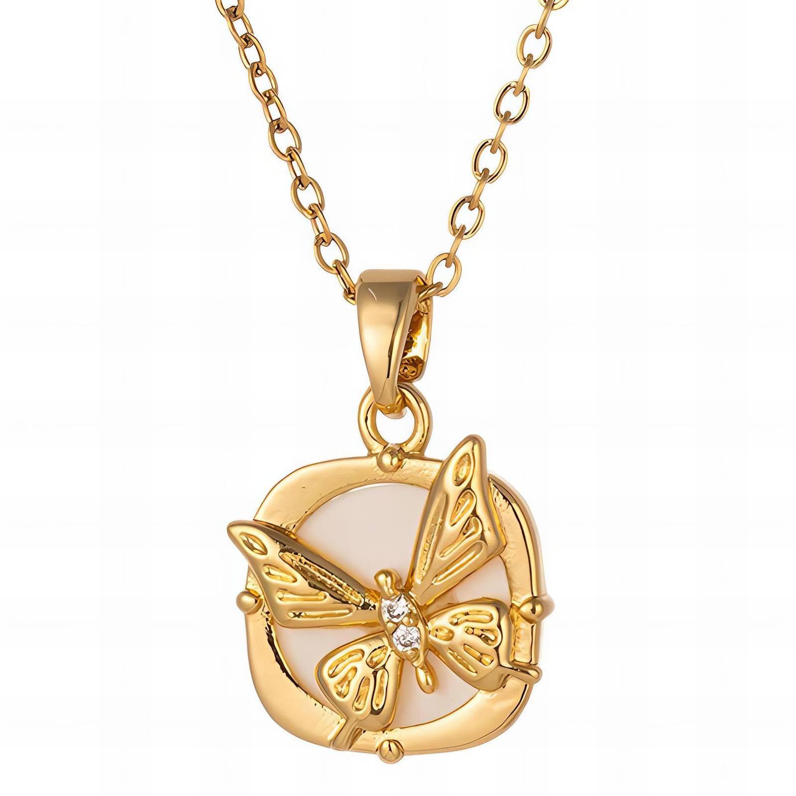 Golden Wings Necklace, 18K Gold Plated Steel