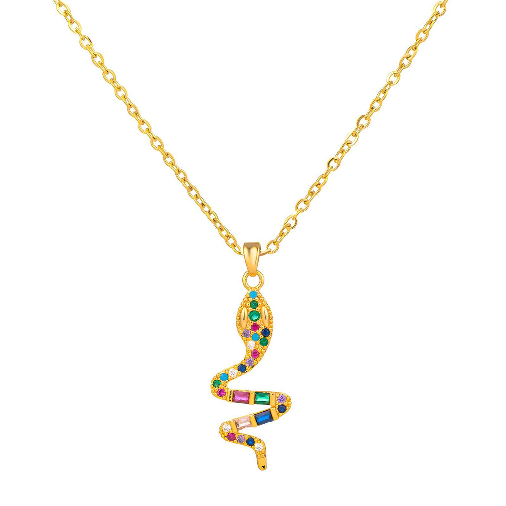 Rainbow Viper Necklace, 18K Gold Plated Steel