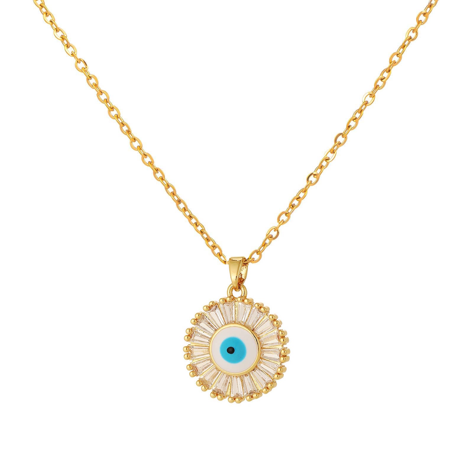 Eye of Grace "Evil Eye" Necklace, 18K Gold Plated Steel