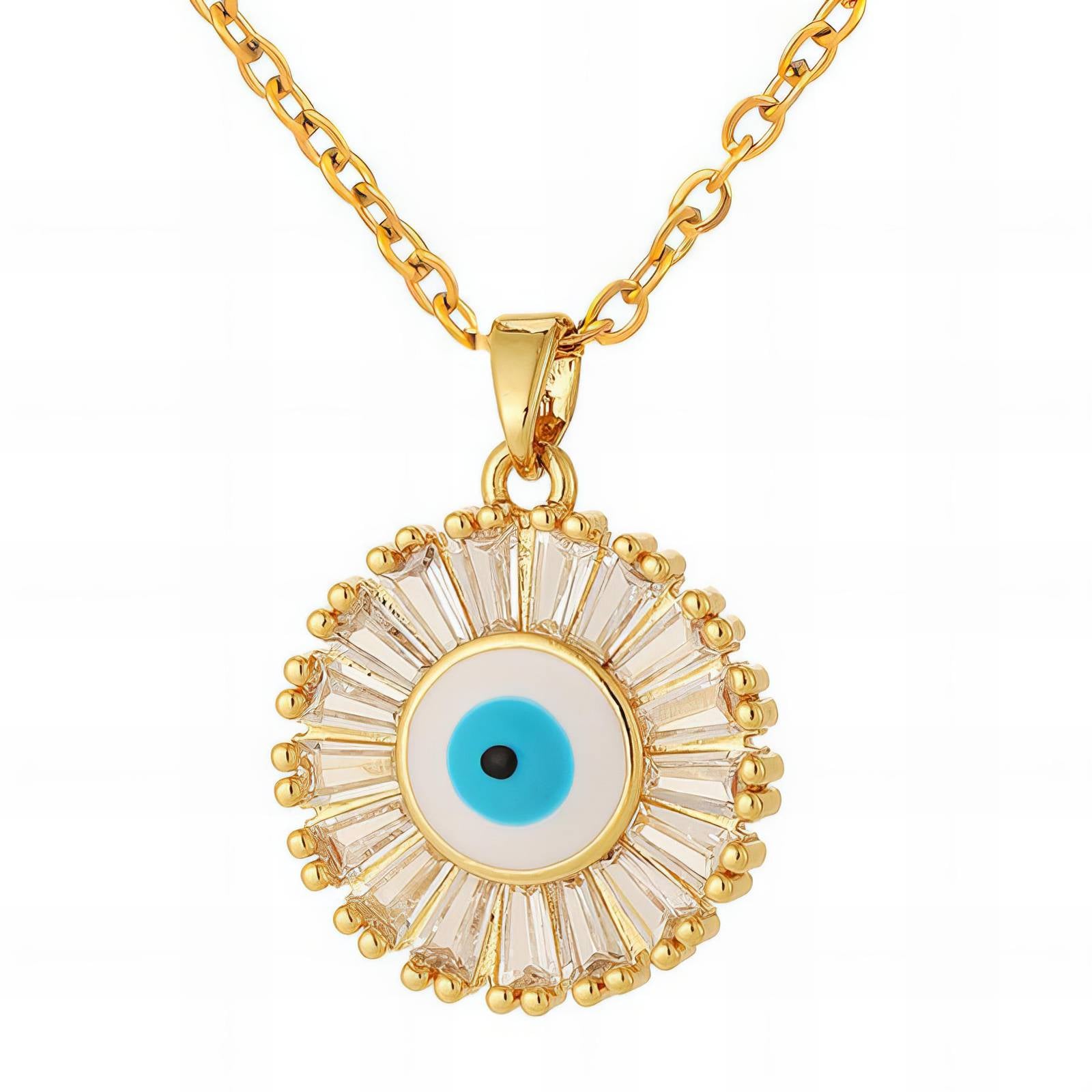 Eye of Grace "Evil Eye" Necklace, 18K Gold Plated Steel