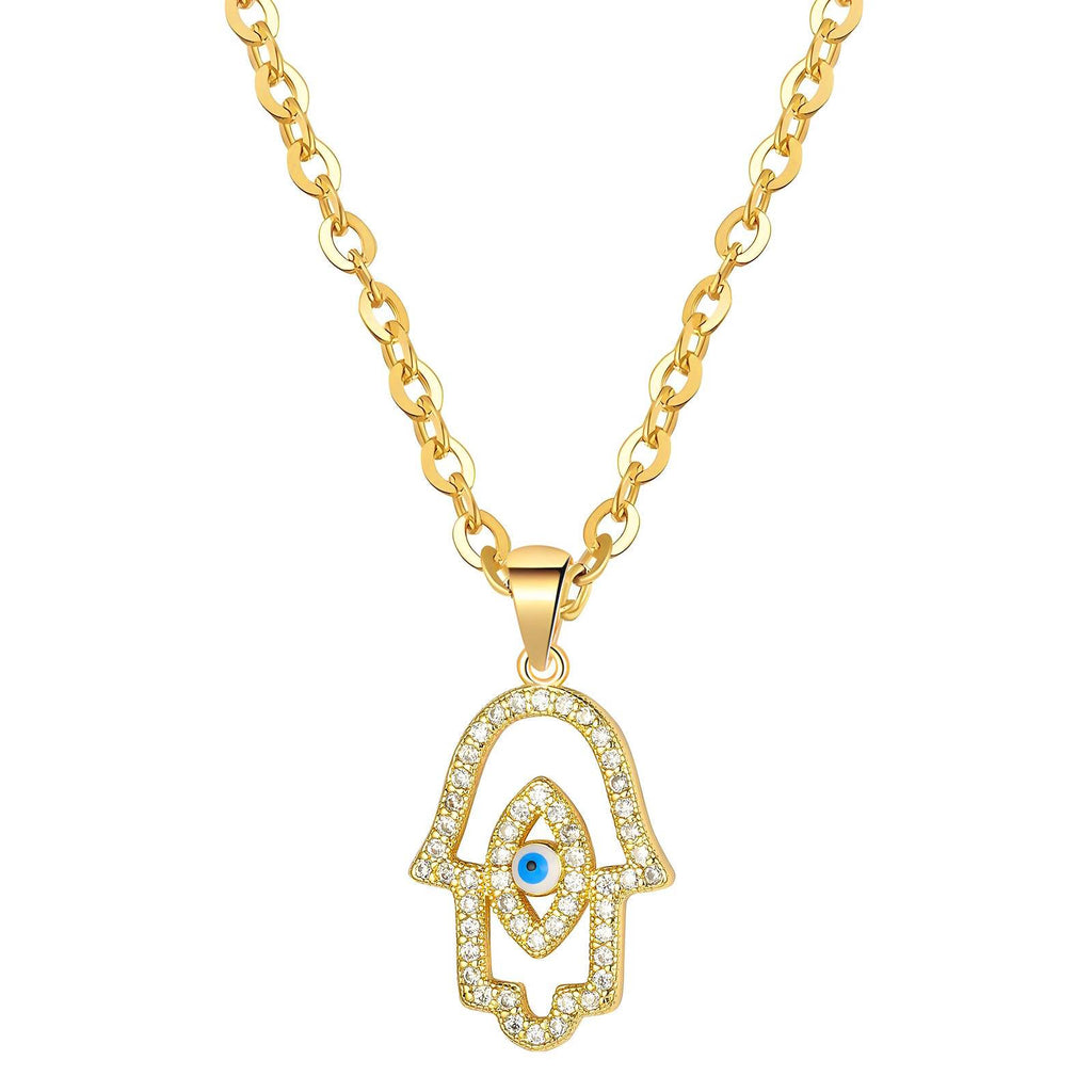 Eye of Light "Evil Eye" Necklace, 18K Gold Plated Steel