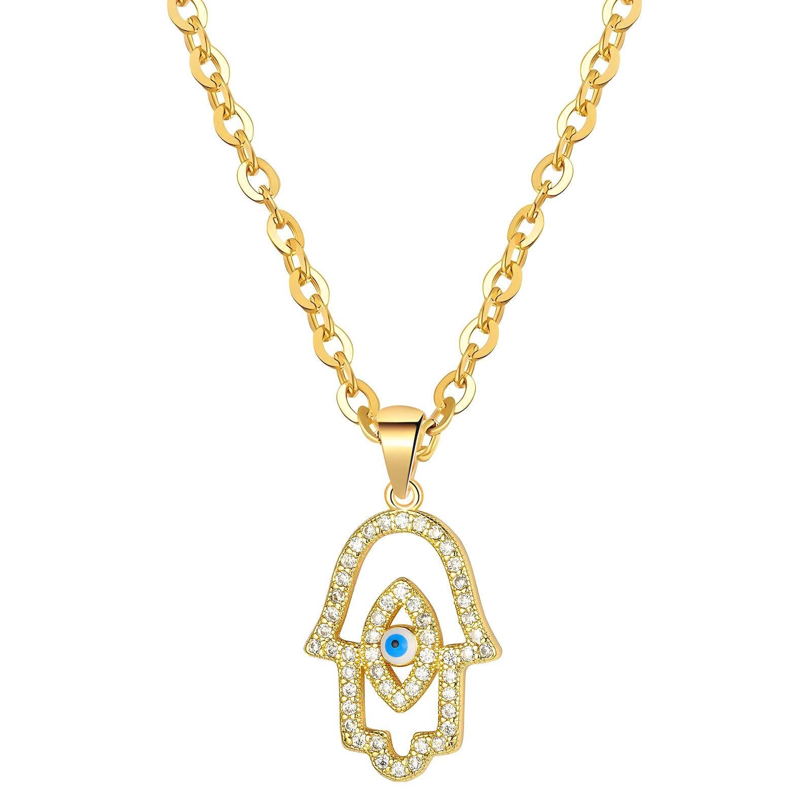 Eye of Light "Evil Eye" Necklace, 18K Gold Plated Steel