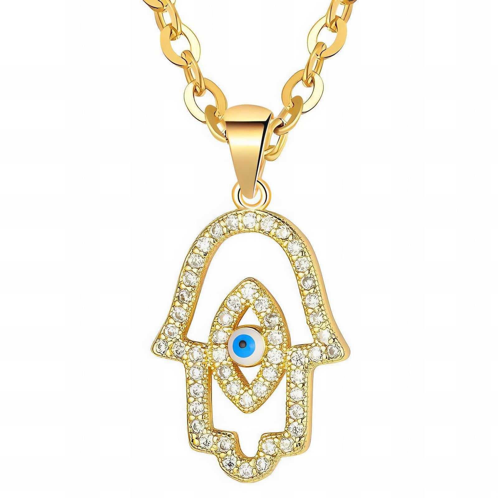Eye of Light "Evil Eye" Necklace, 18K Gold Plated Steel