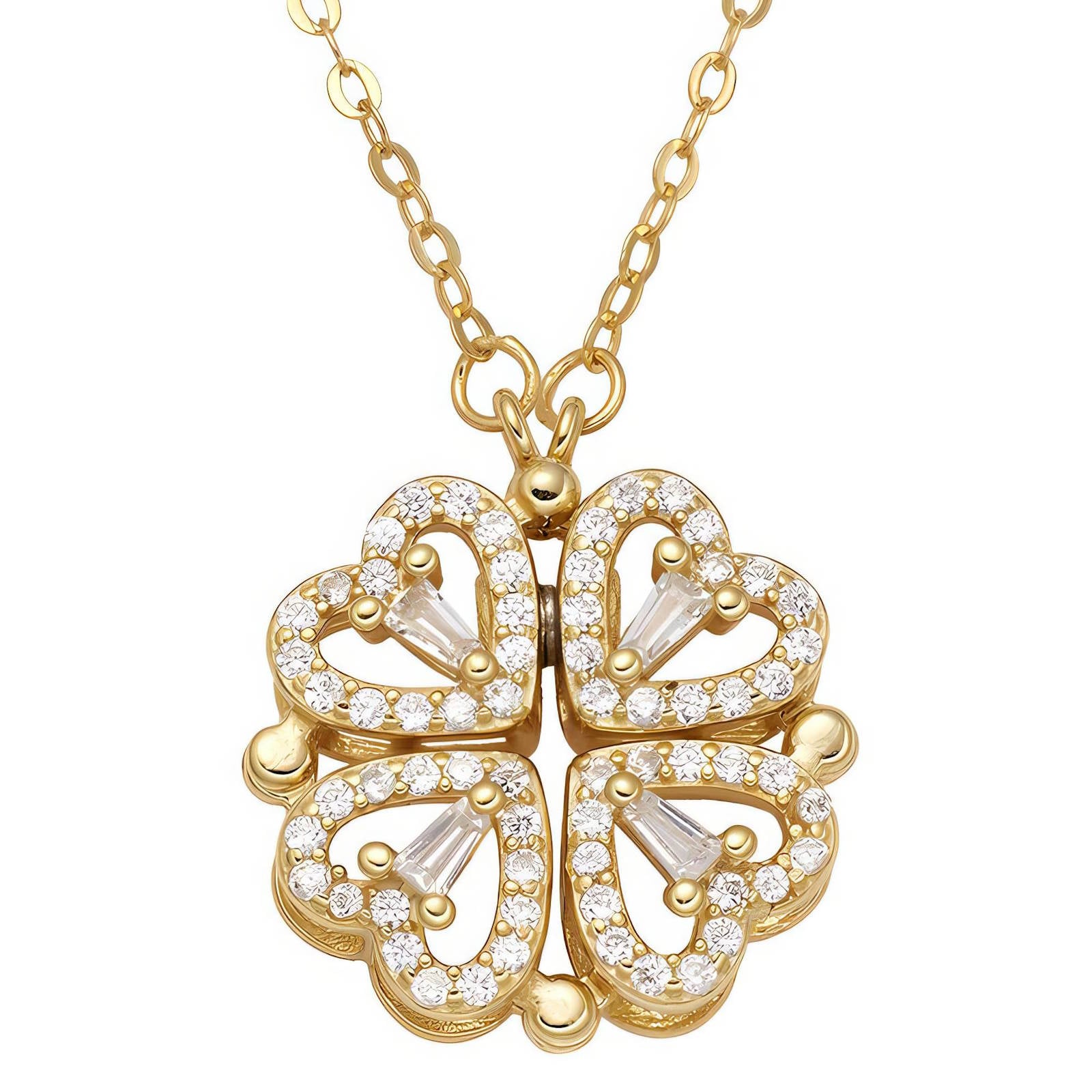 Forever Four Necklace, 18K Gold Plated Steel