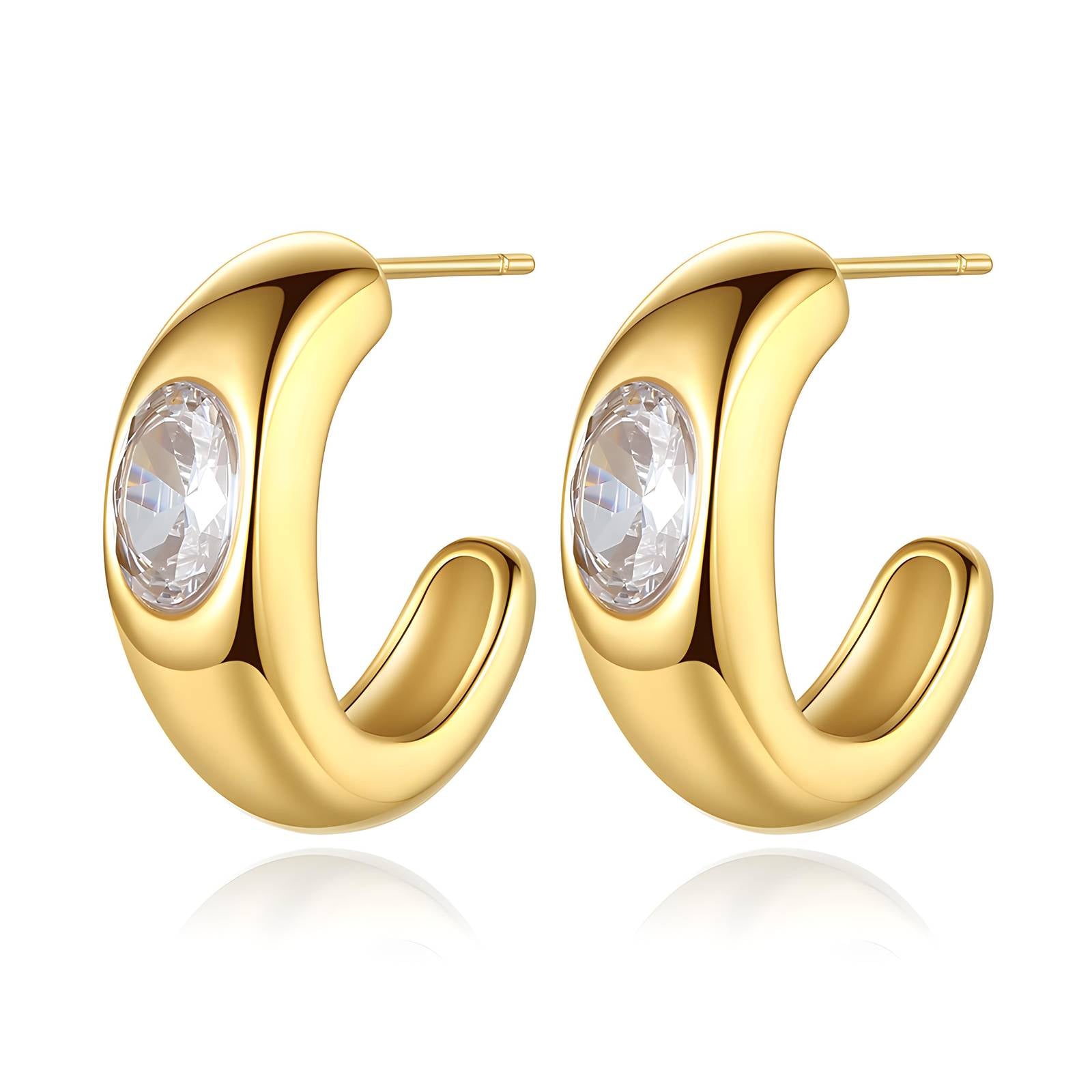 Urban Charm Earrings, 18K Gold Plated Steel