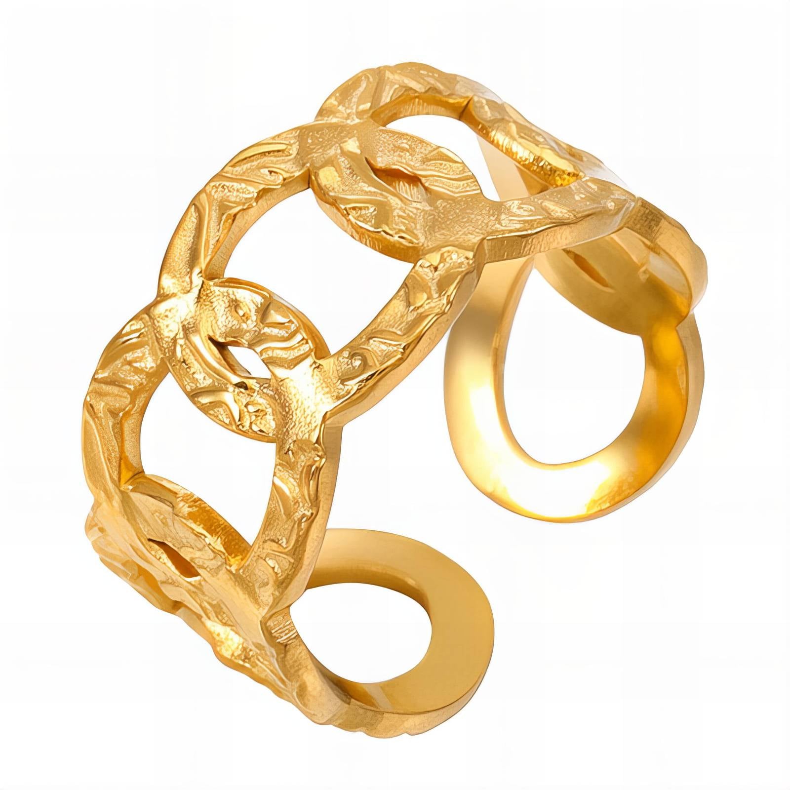 Urban Links Ring, 18K Gold Plated Steel