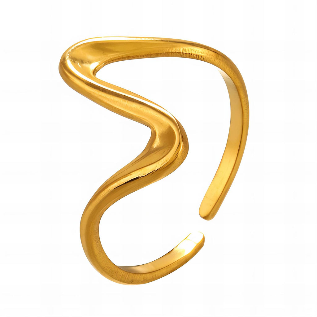 Fluid Form Ring, 18K Gold Plated Steel
