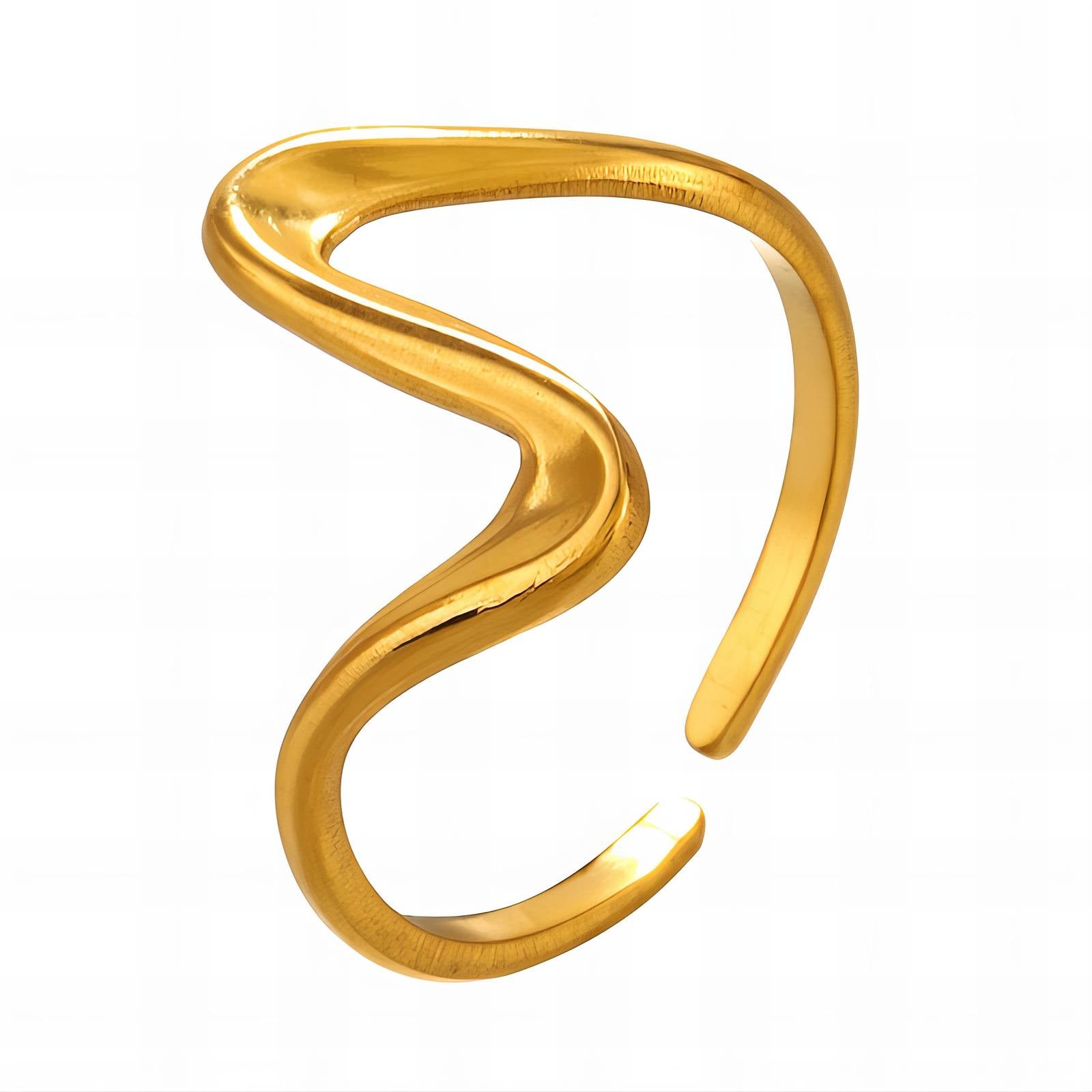 Fluid Form Ring, 18K Gold Plated Steel