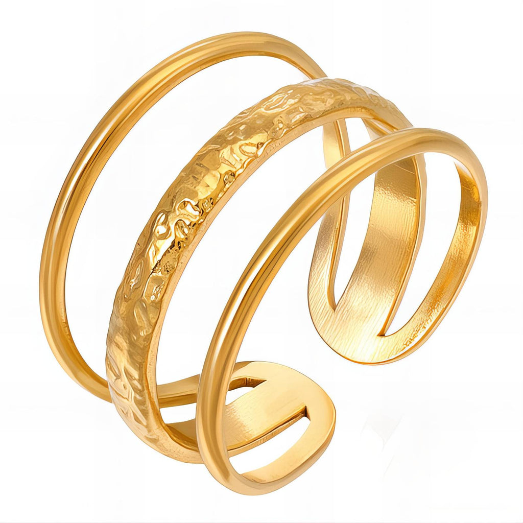 Slate Bend Ring, 18K Gold Plated Steel