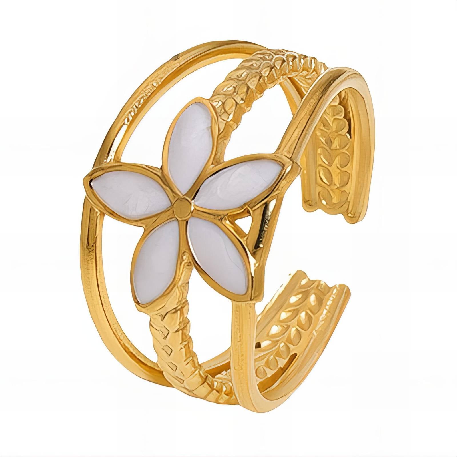 Classic Petals Ring, 18K Gold Plated Steel