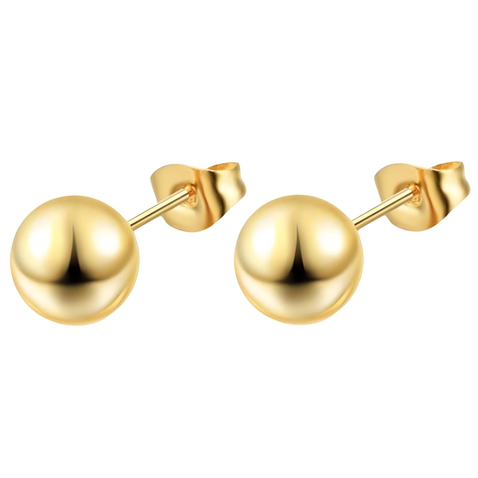 Golden Sphere Earrings, 18K Gold Plated Steel
