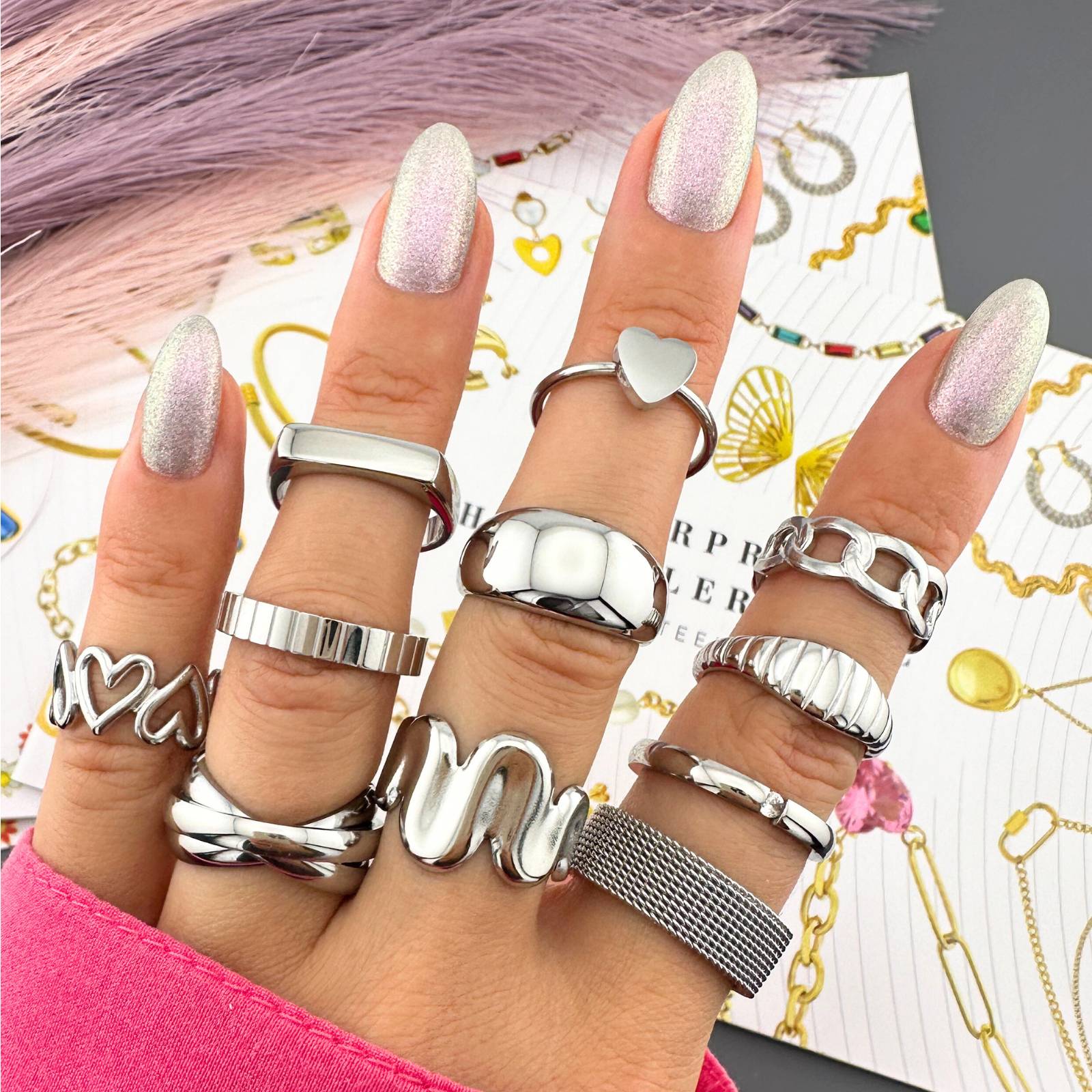 Dainty Spark Ring, Stainless Steel