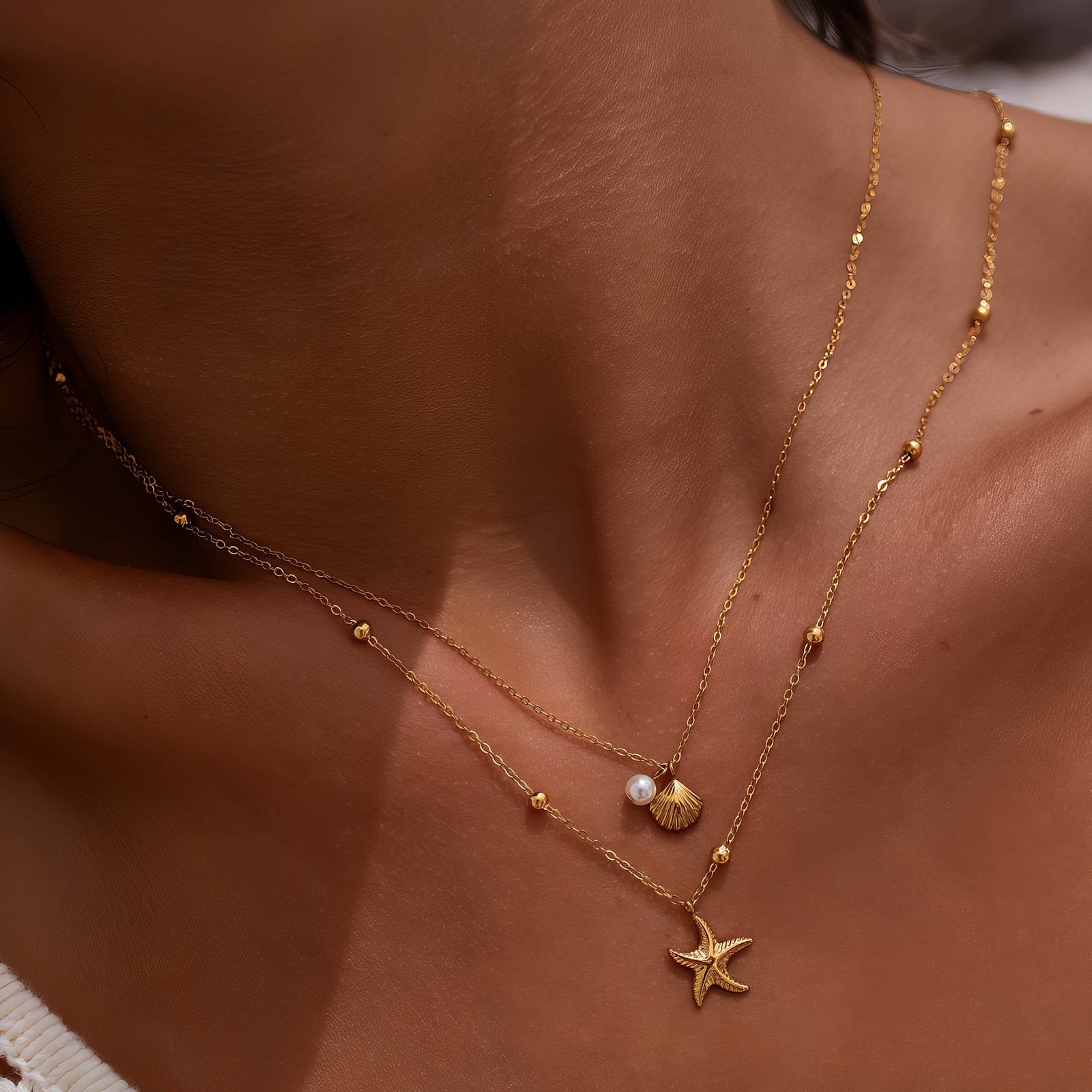 Golden Coast Necklace, 18K Gold Plated Steel