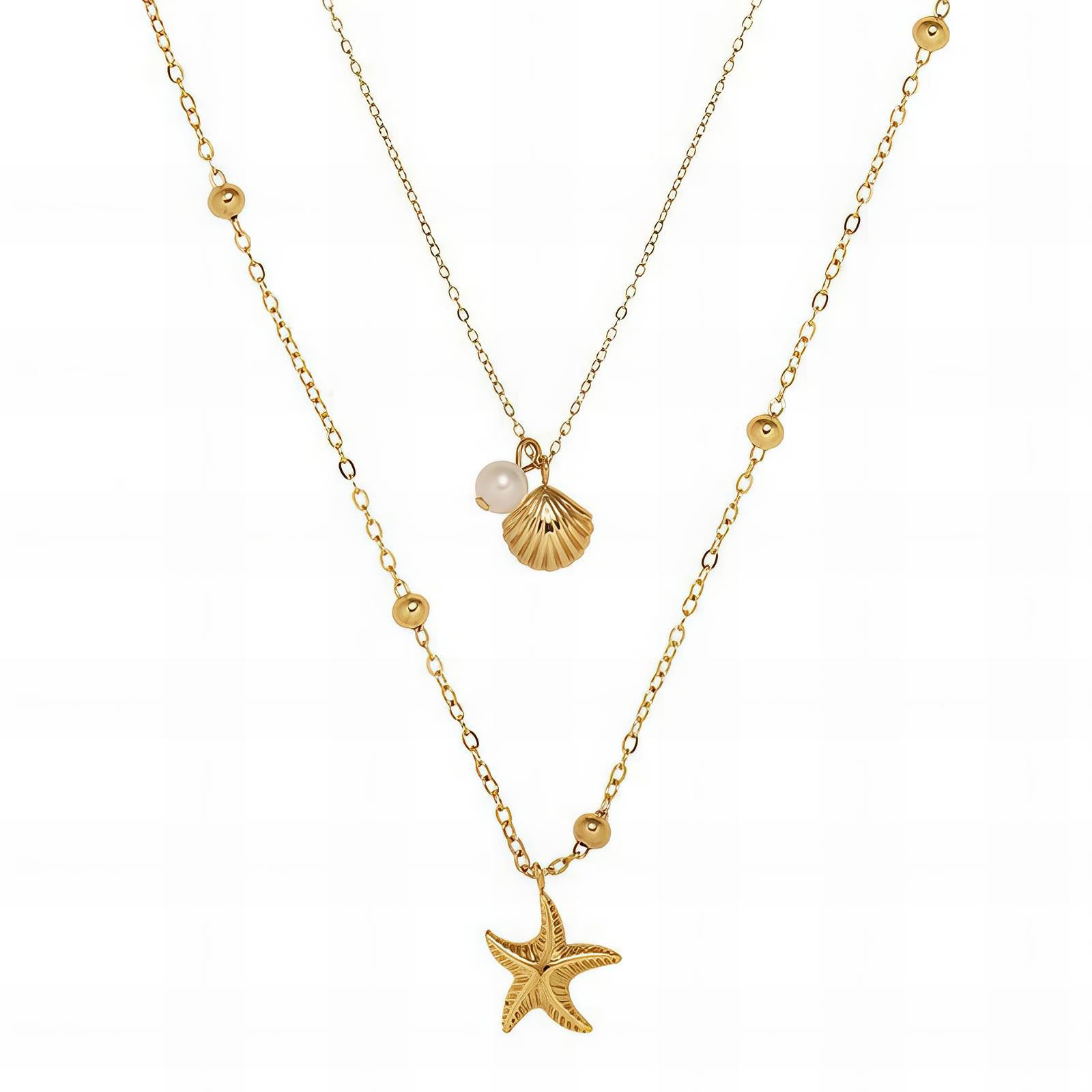 Golden Coast Necklace, 18K Gold Plated Steel