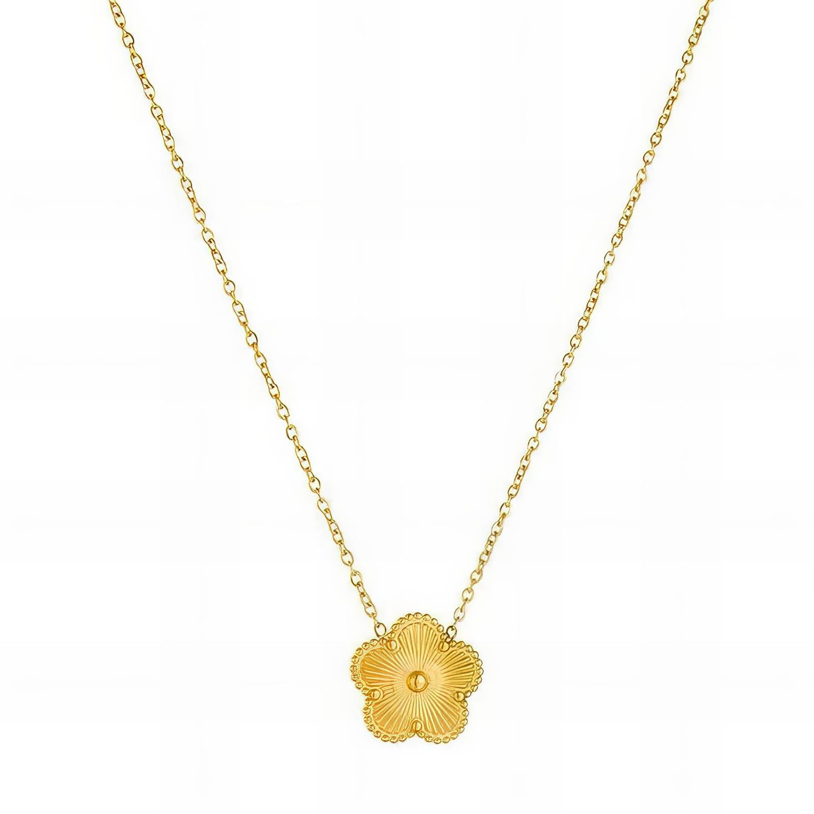 Sunny Belle Flower Necklace, 18K Gold Plated Steel