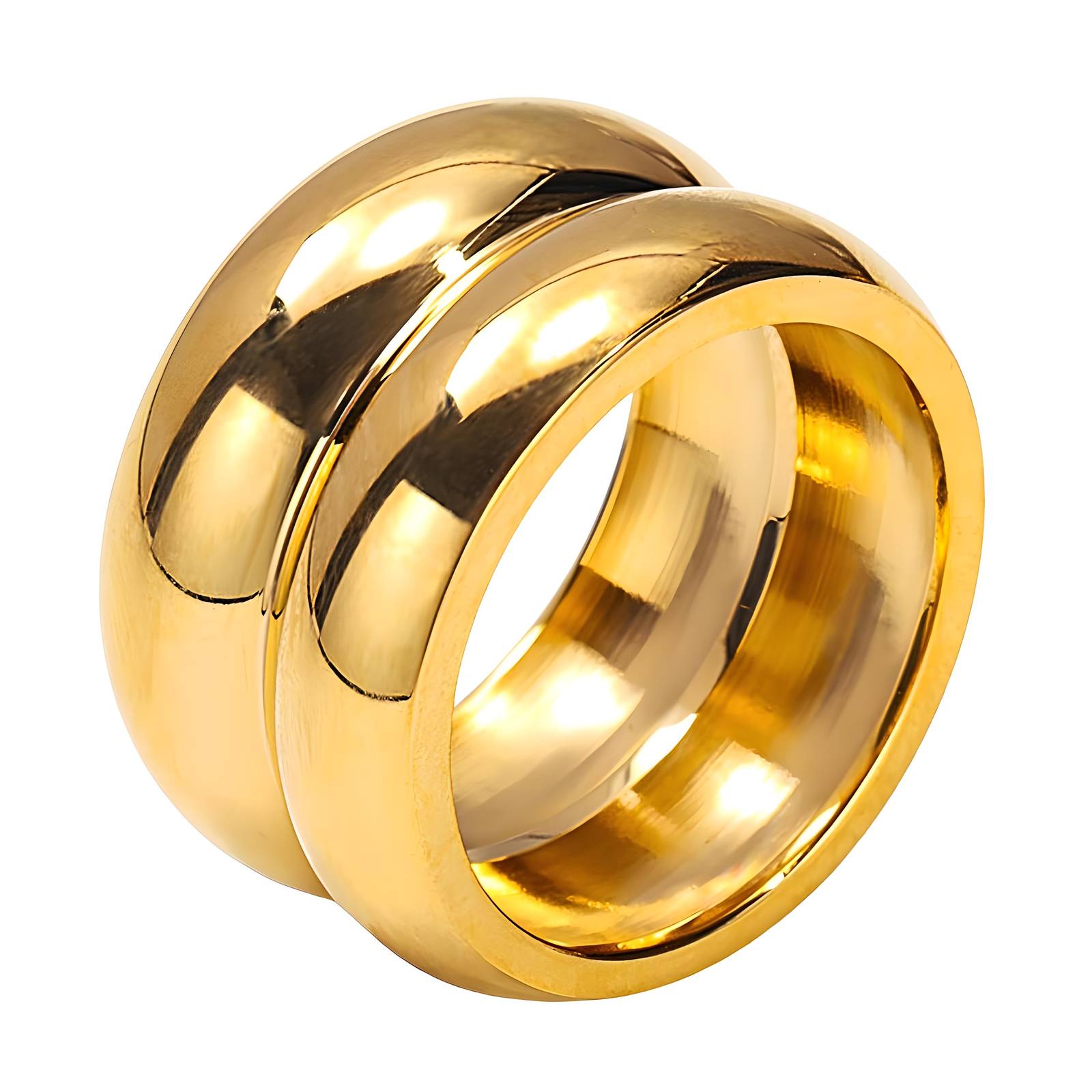 Golden Due Ring, 18K Gold Plated Steel