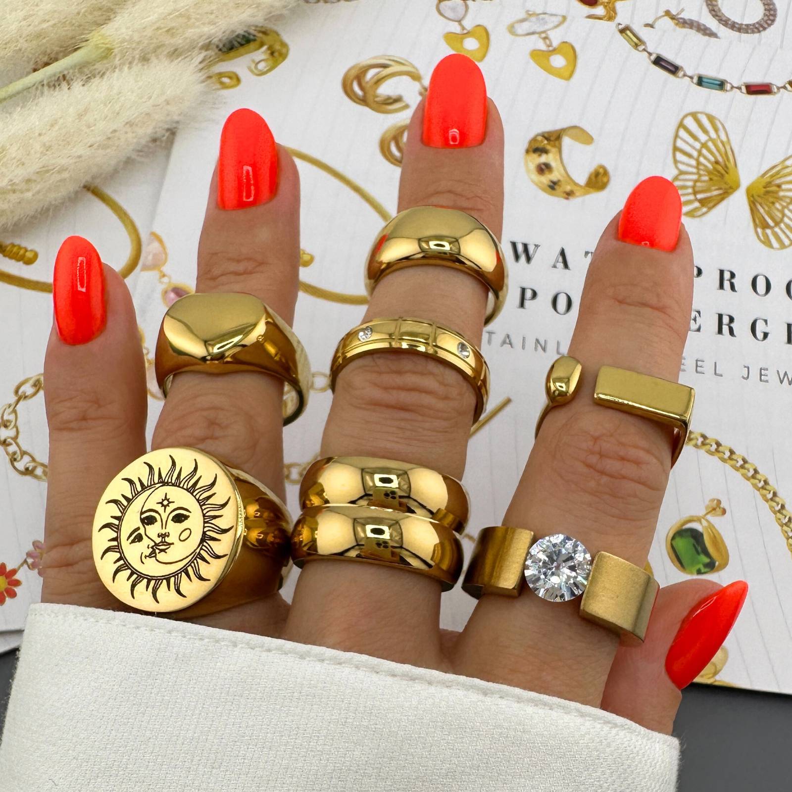 Golden Due Ring, 18K Gold Plated Steel