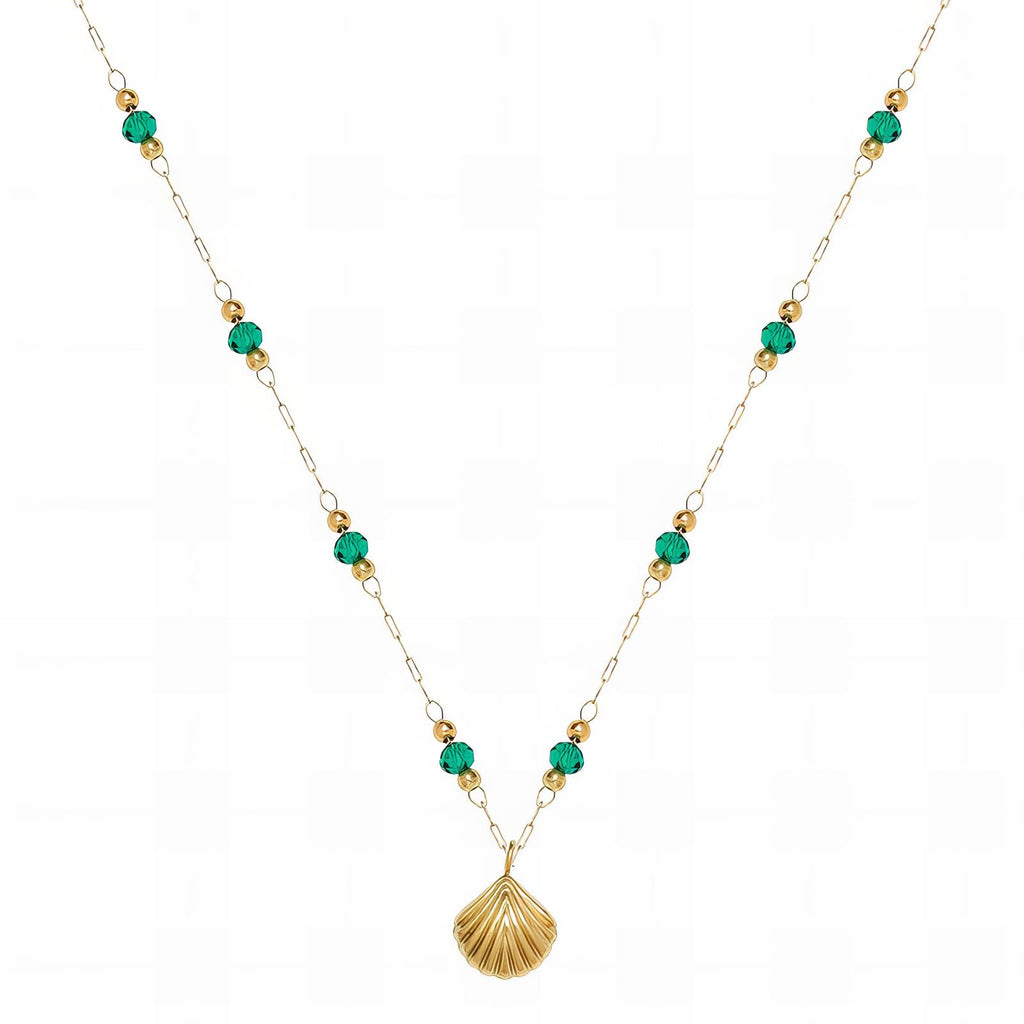 Emerald Tide Necklace, 18K Gold Plated Steel