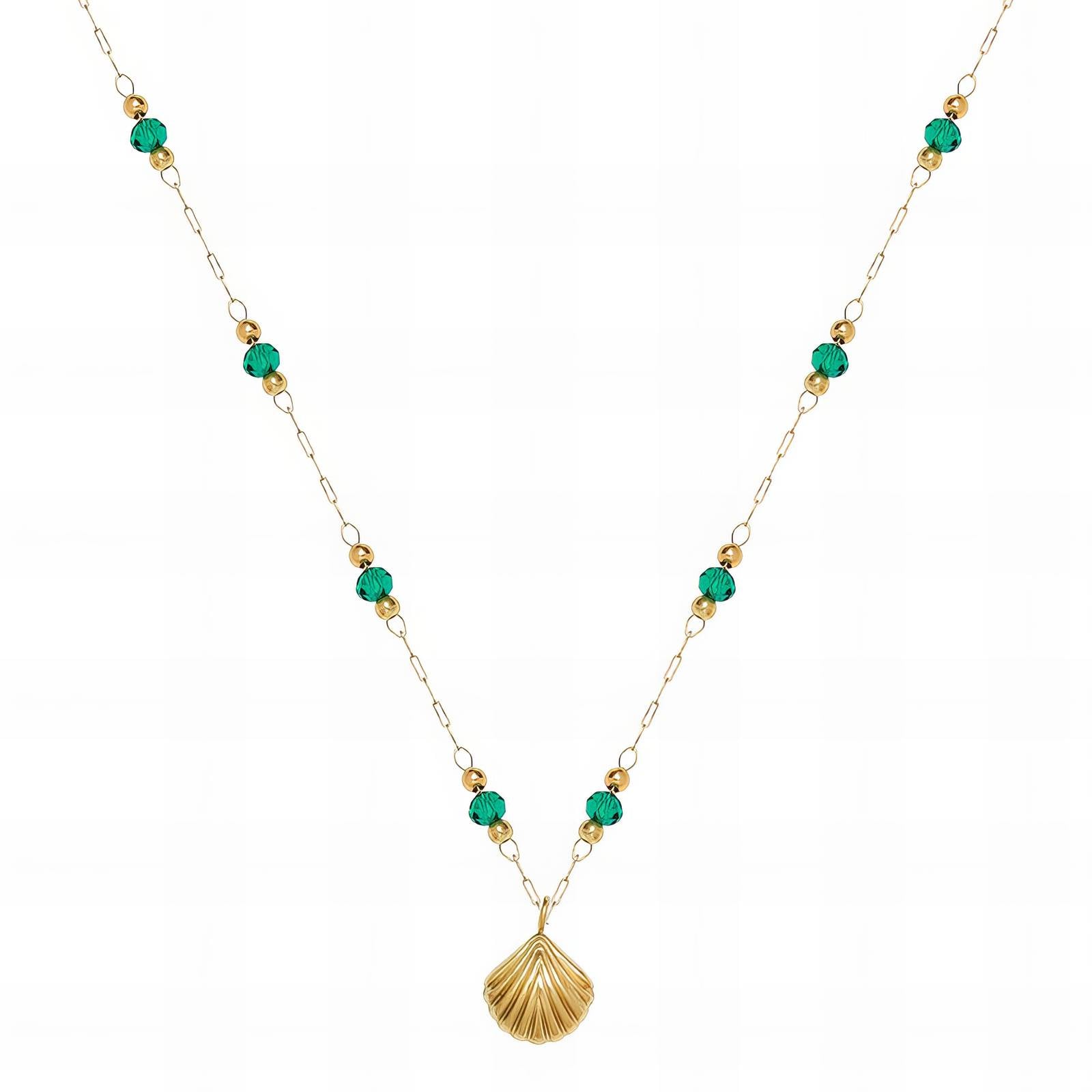 Emerald Tide Necklace, 18K Gold Plated Steel