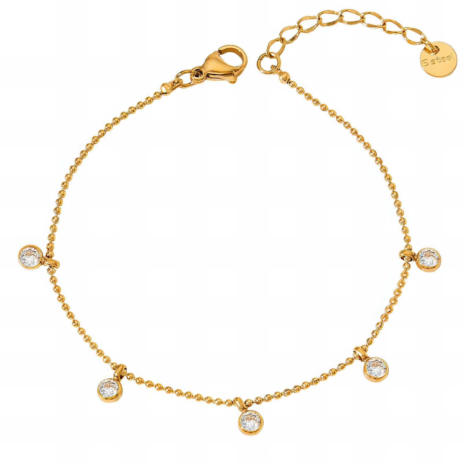Gleam Gems Necklace, 18K Gold Plated Steel
