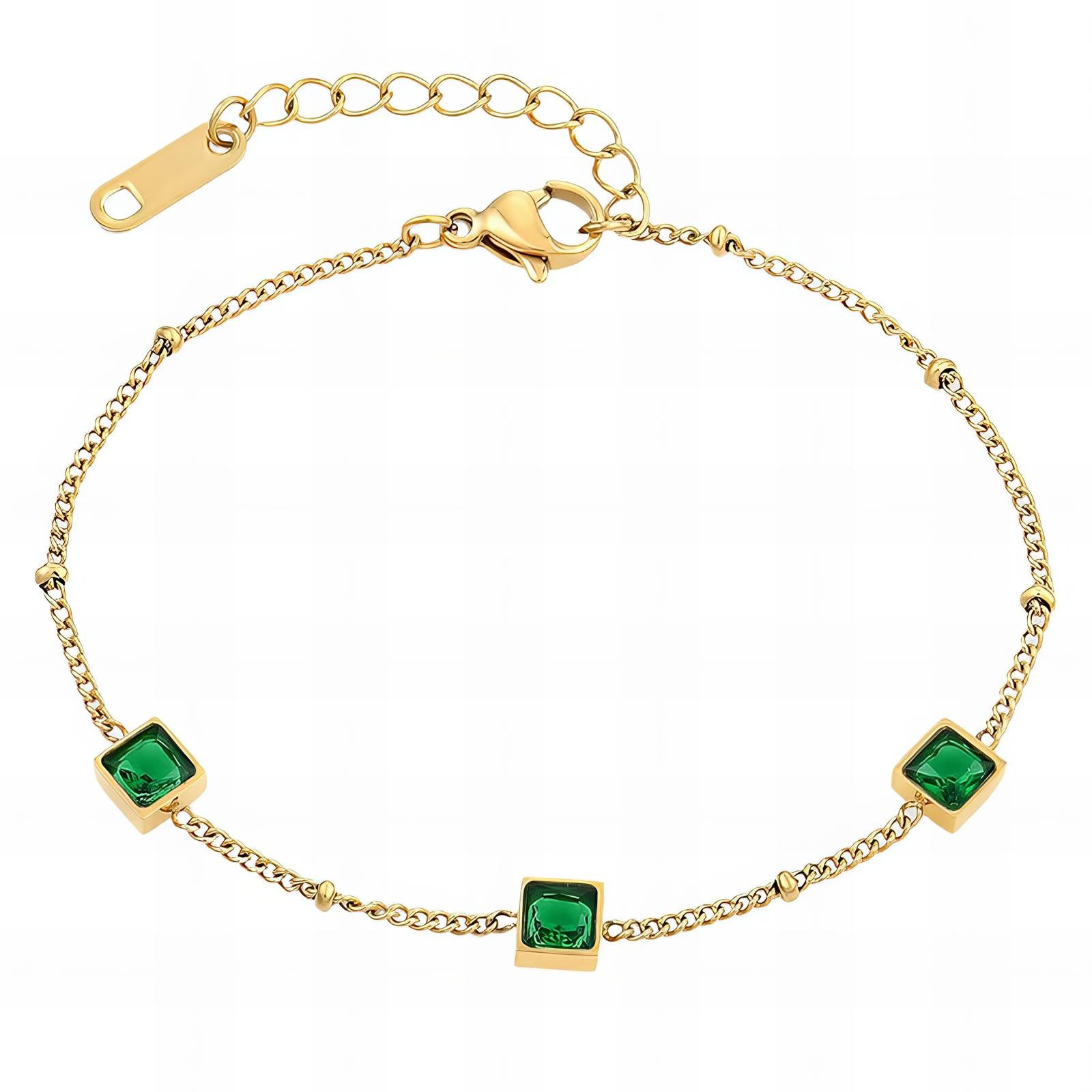 Emerald Echo Bracelet, 18K Gold Plated Steel