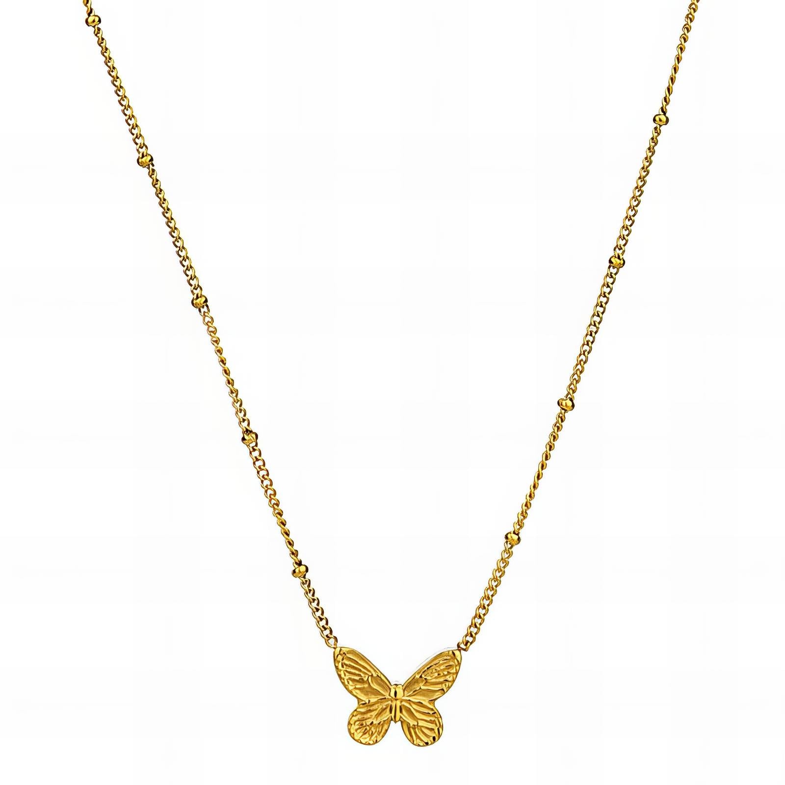 Dainty Wings Necklace, 18K Gold Plated Steel