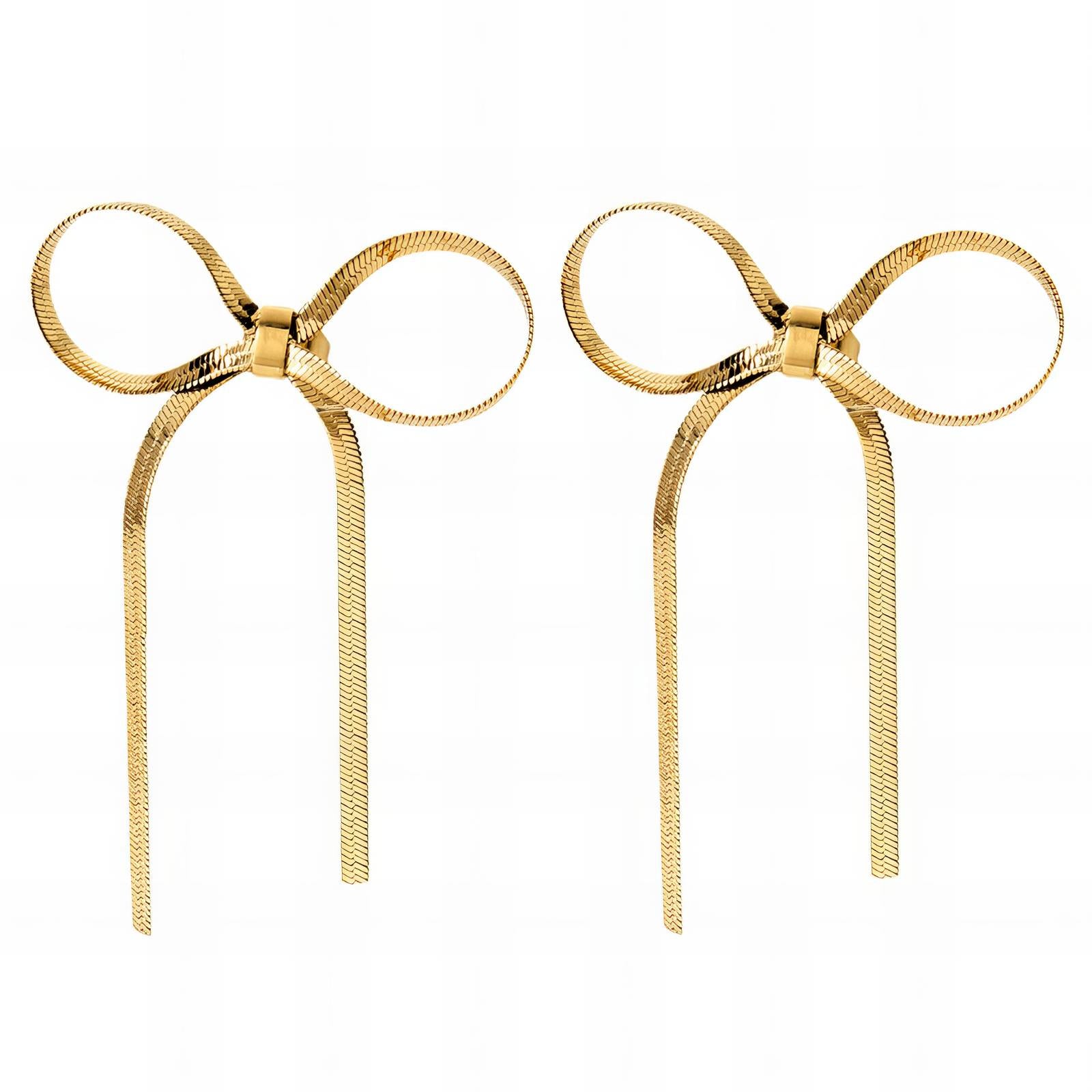 Bare Bow Earrings, 18K Gold Plated Steel