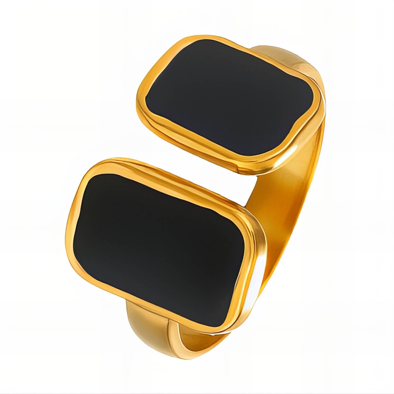 Bold Duo Ring, 18K Gold Plated Steel