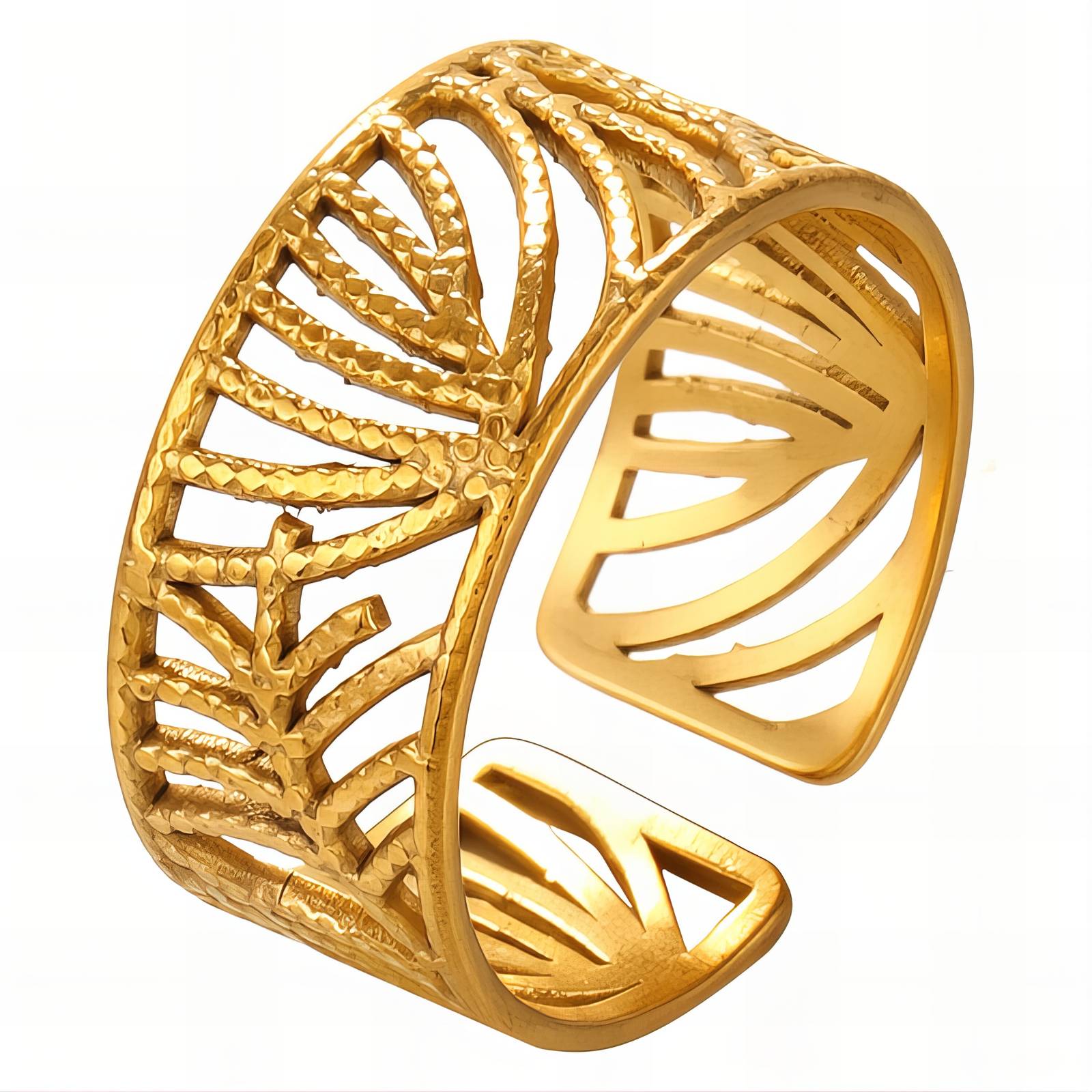 Golden Corals Ring, 18K Gold Plated Steel