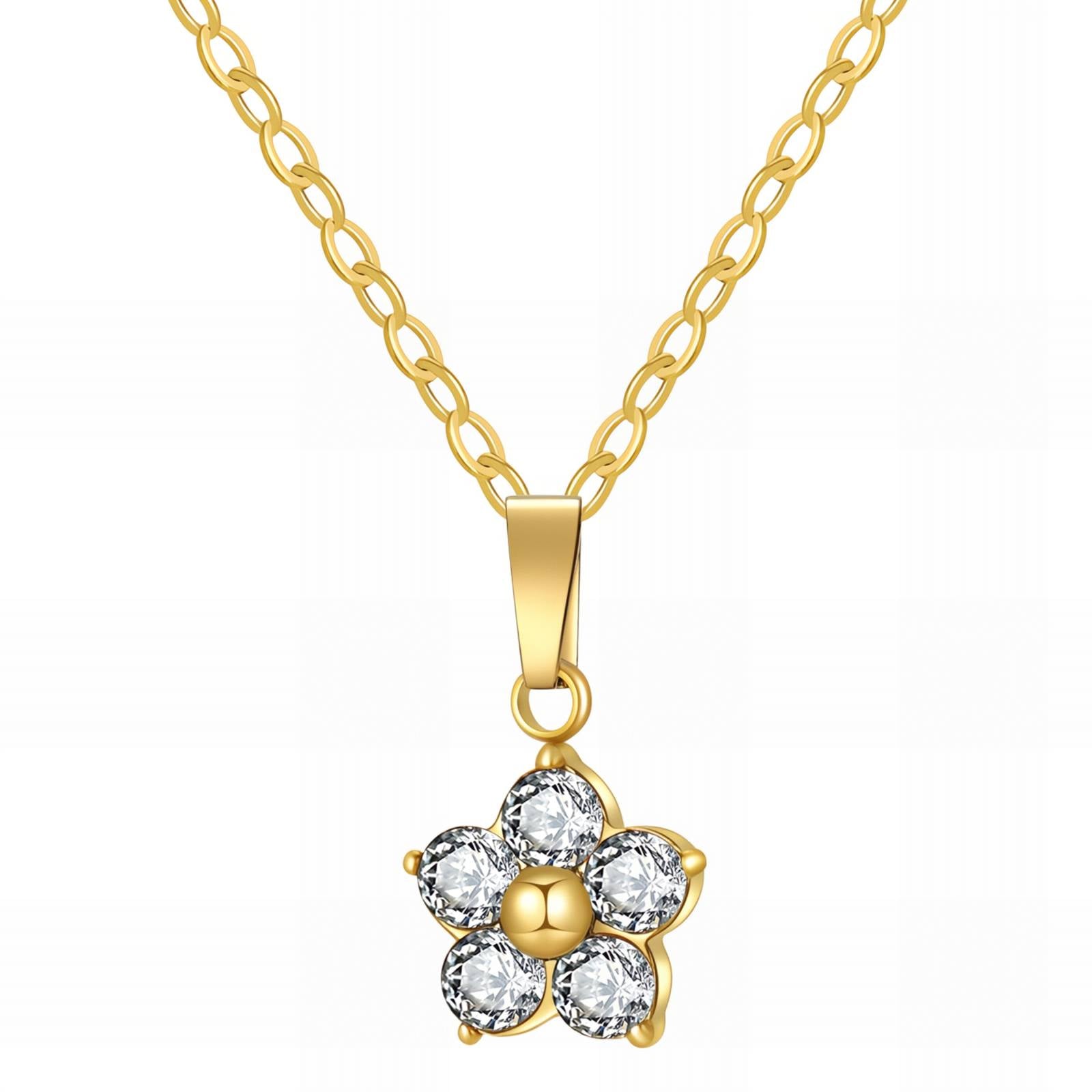 Blossom Shine Necklace, 18K Gold Plated Steel