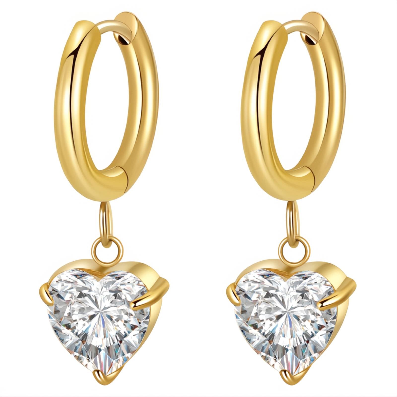 Silent Heart Hearts Earrings, 18K Gold Plated Steel