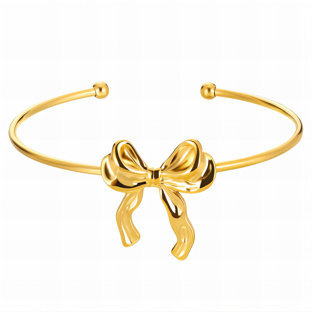 Golden Bow Bracelet, 18K Gold Plated Steel