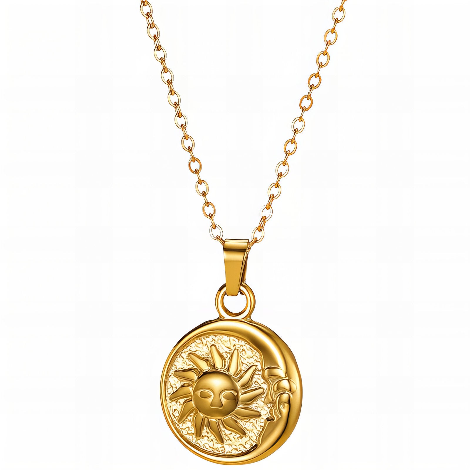 Lunar Sol Necklace, 18K Gold Plated Steel
