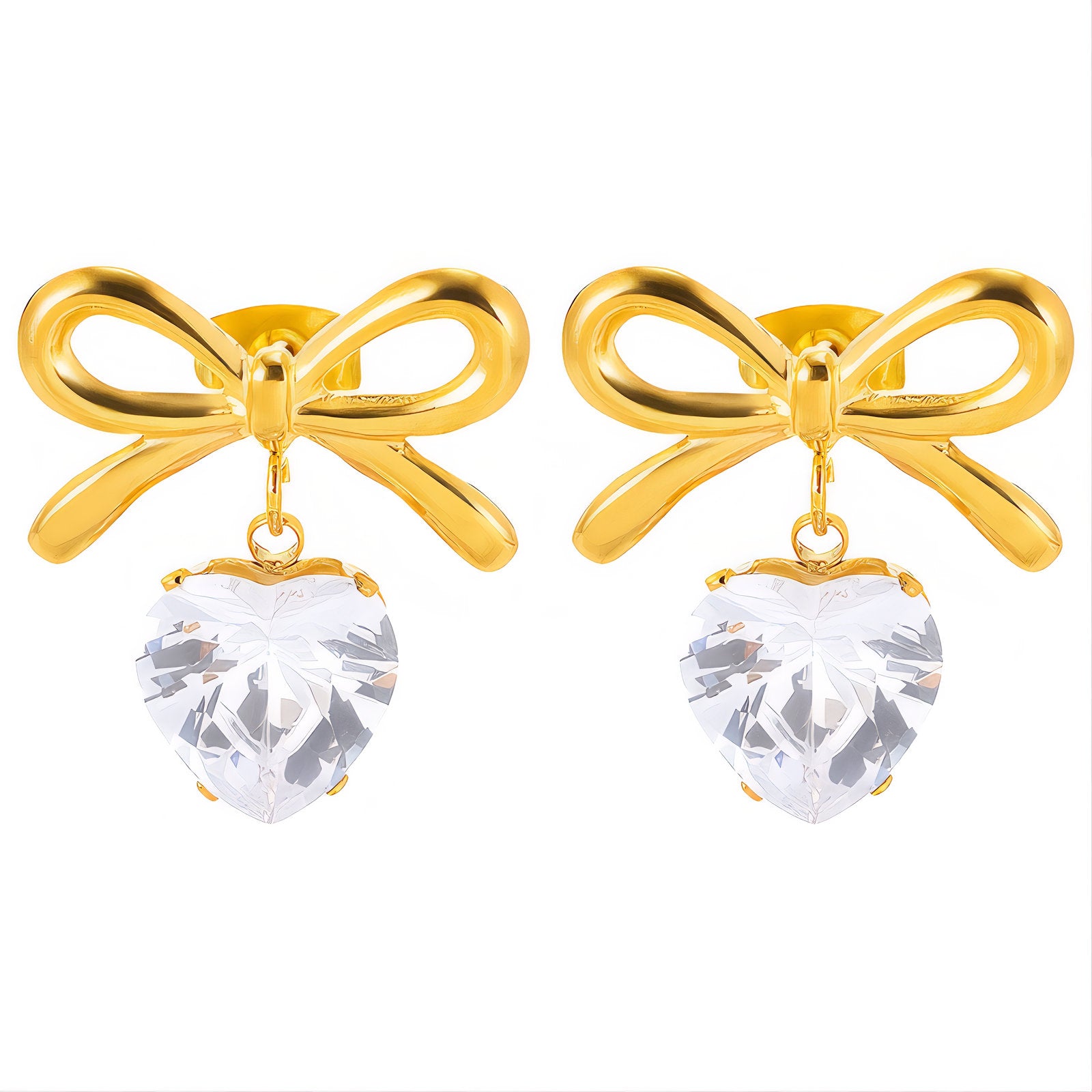 Amoura Bow Earrings, 18K Gold Plated Steel