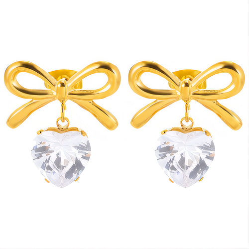 Amoura Bow Earrings, 18K Gold Plated Steel