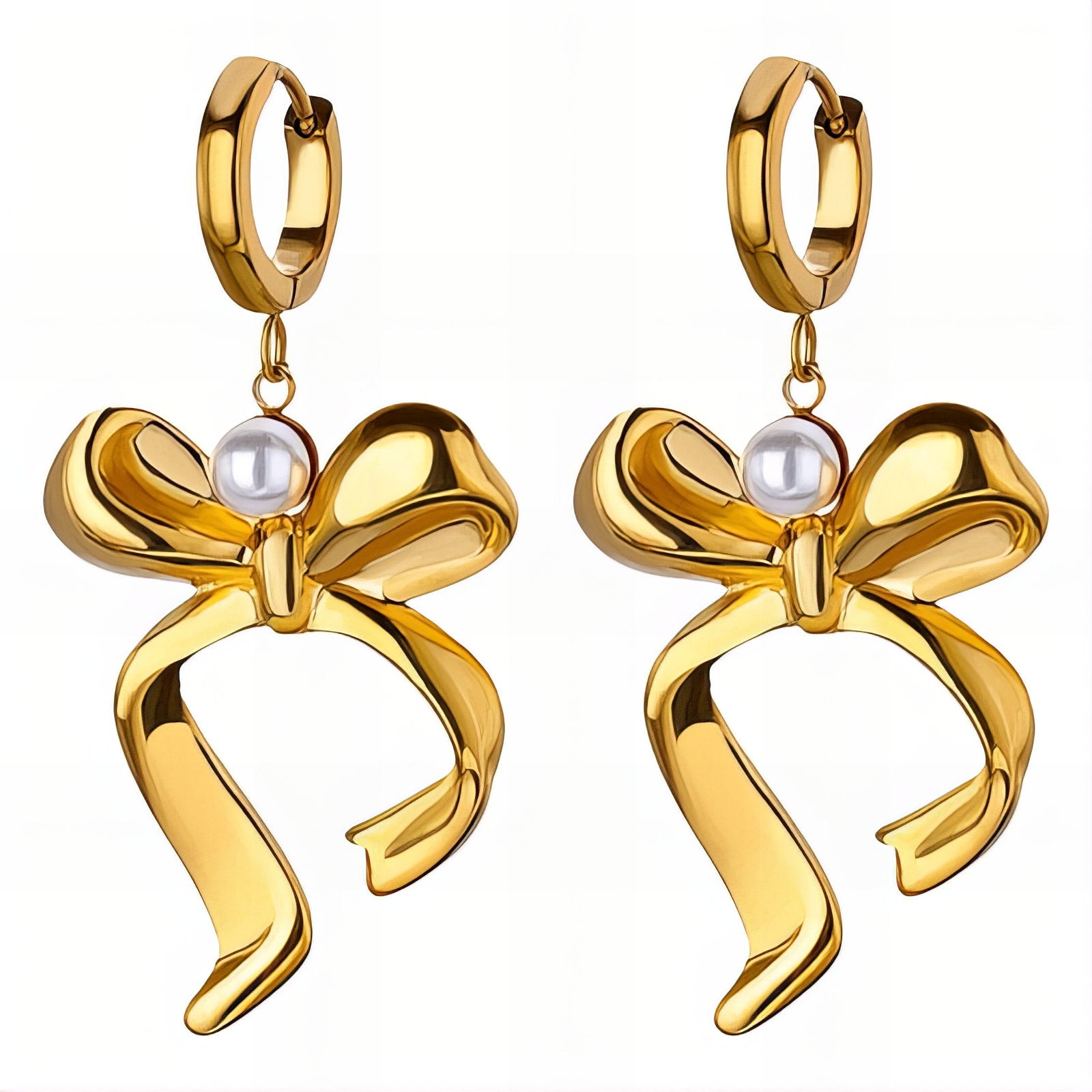 Tied in Elegance Earrings, 18K Gold Plated Steel