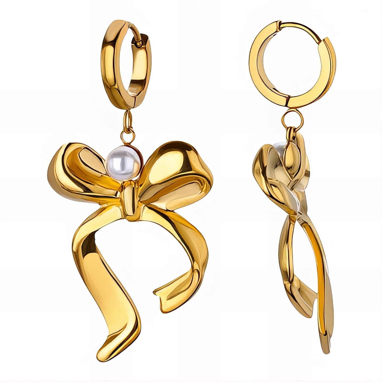 Tied in Elegance Earrings, 18K Gold Plated Steel