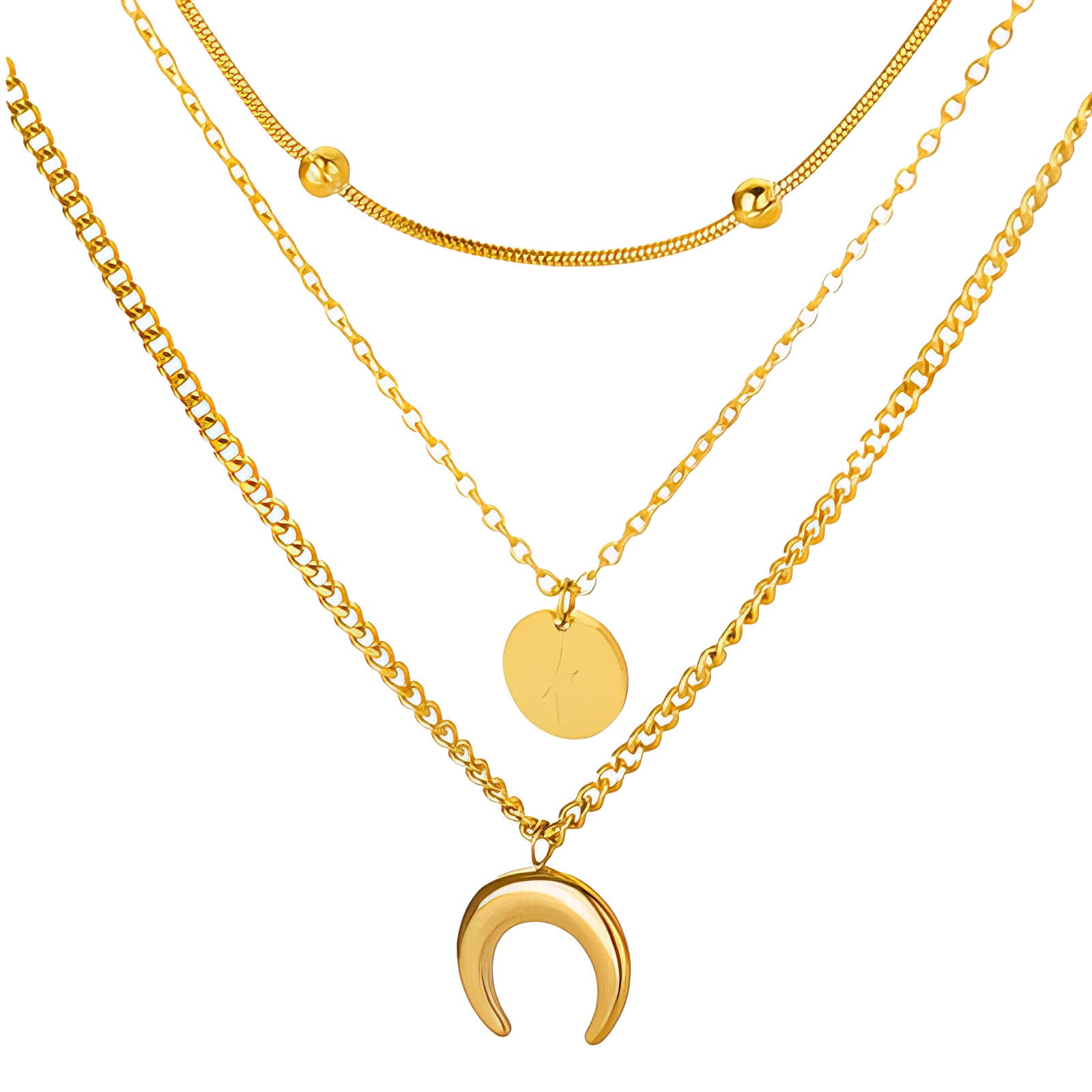 Lunar Radiance Necklace, 18K Gold Plated Steel