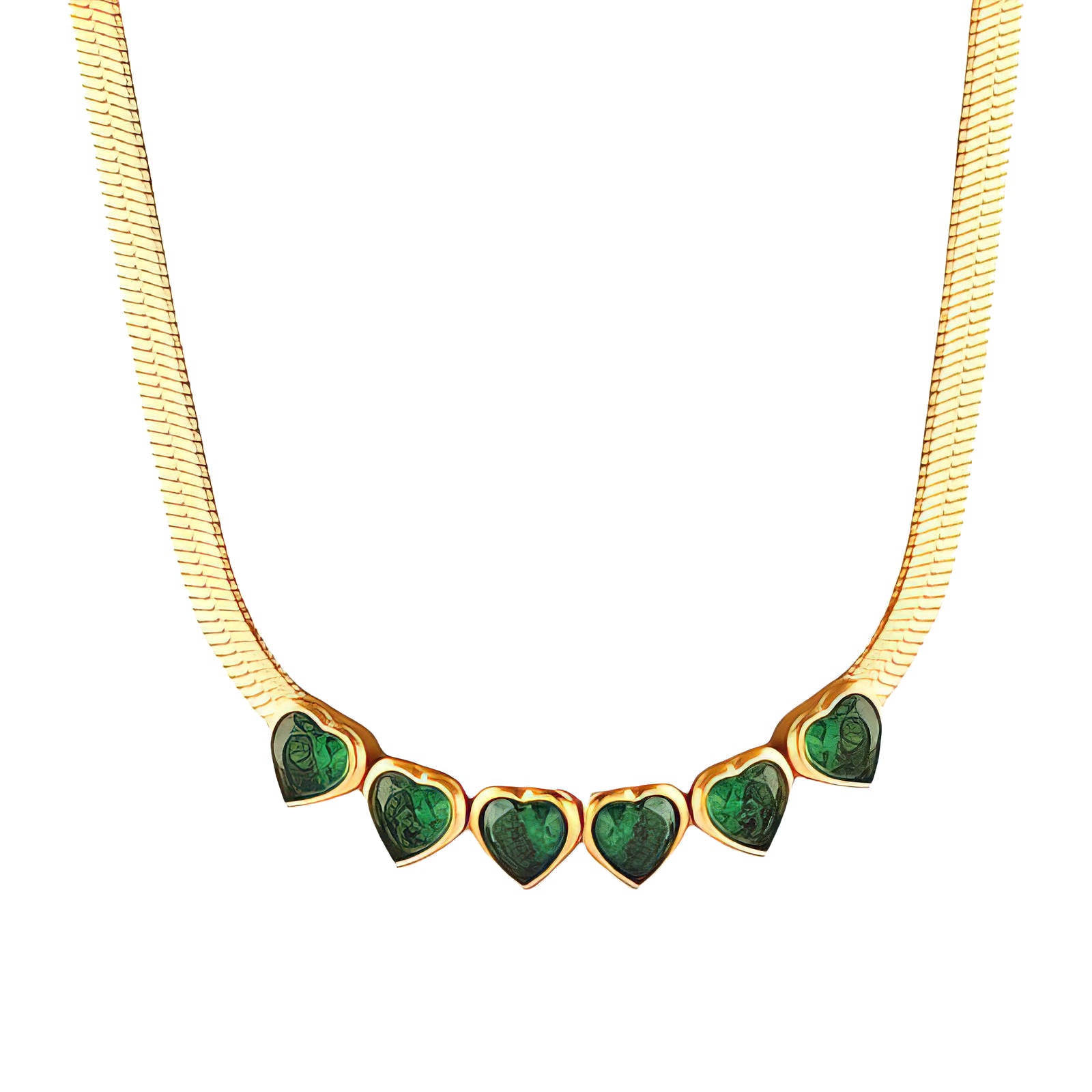 Emerald Love Necklace, 18K Gold Plated Steel