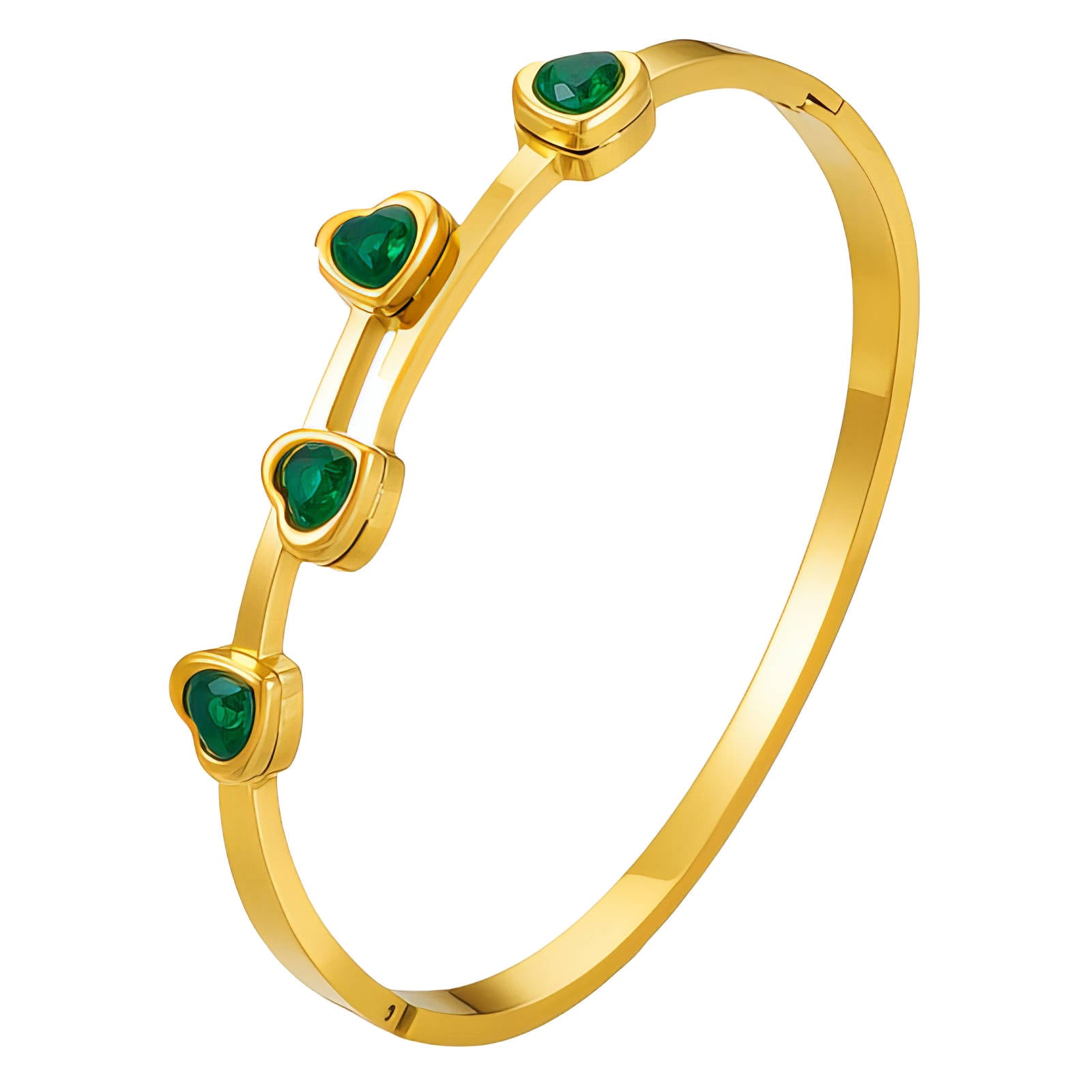 Emerald Love Bracelet, 18K Gold Plated Steel