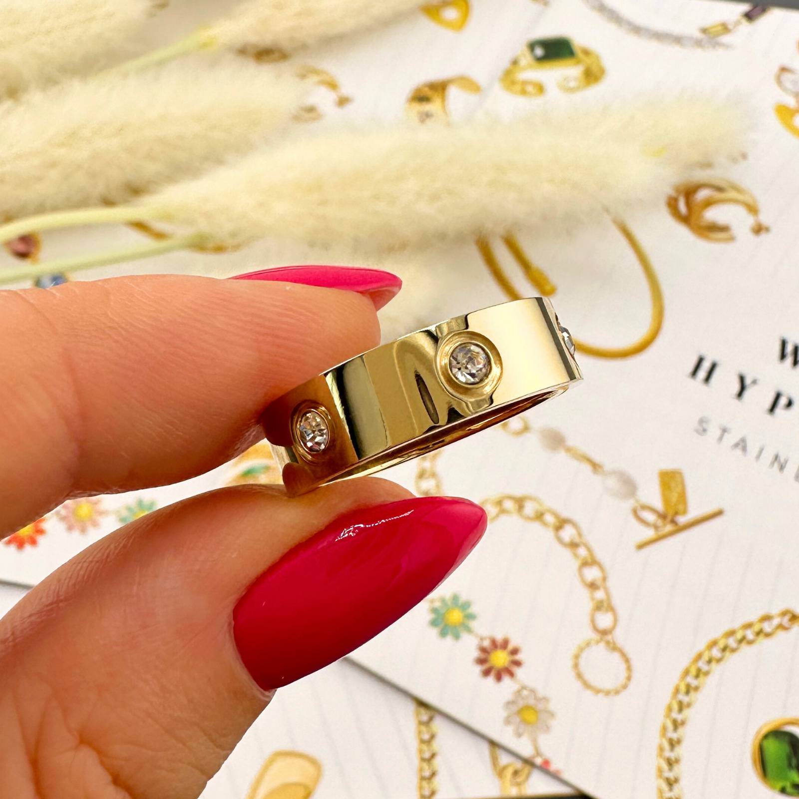 Eternal Spark Ring, 18K Gold Plated Steel